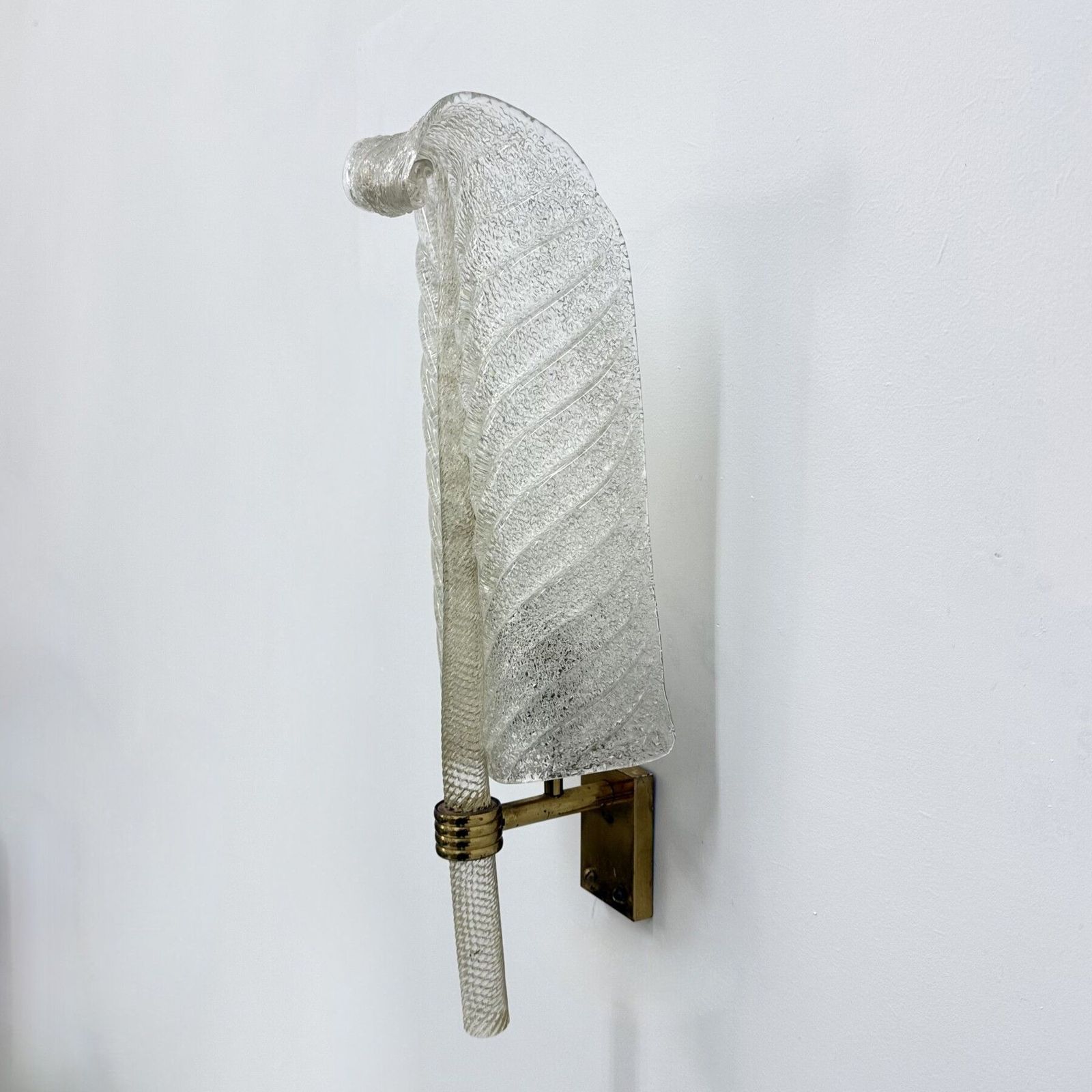 Grote Barovier & Toso Wandlamp, Murano Glas, Bladmotief, Jaren 1970 photo buy