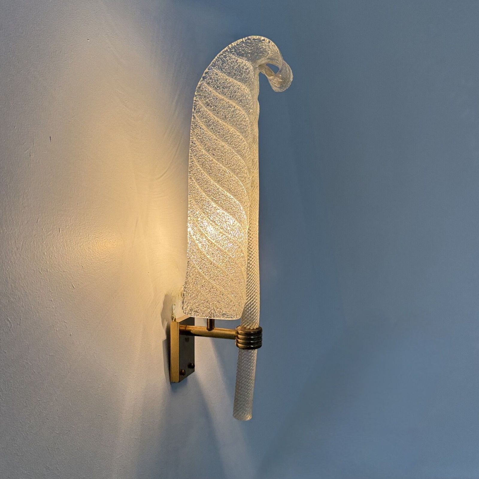 1340.0 Grote Barovier & Toso Wandlamp, Murano Glas, Bladmotief, Jaren 1970 photo