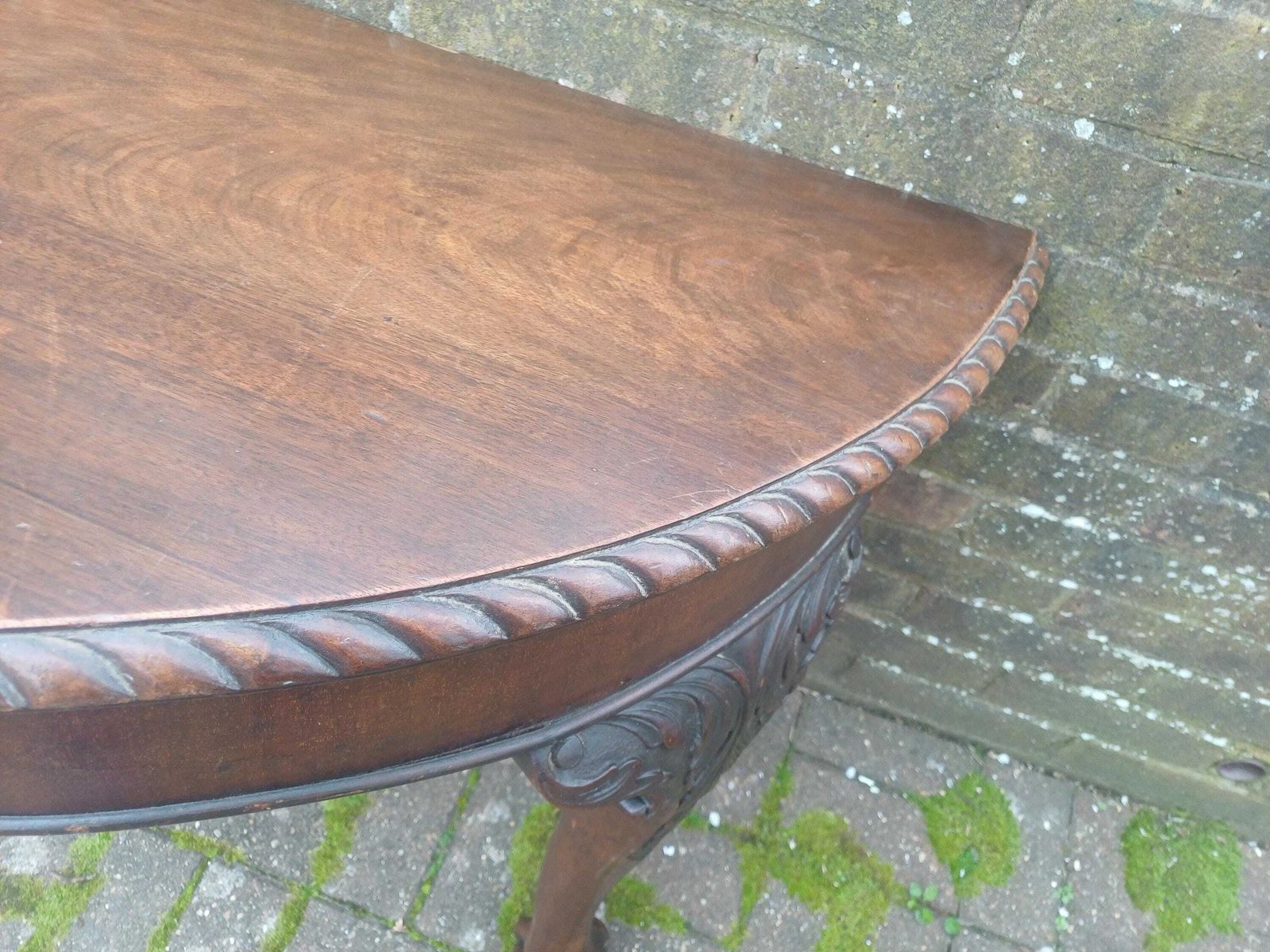 Late Victorian Carved Mahogany Demi Lune Side Table Vintage Tables Antique Console photo buy