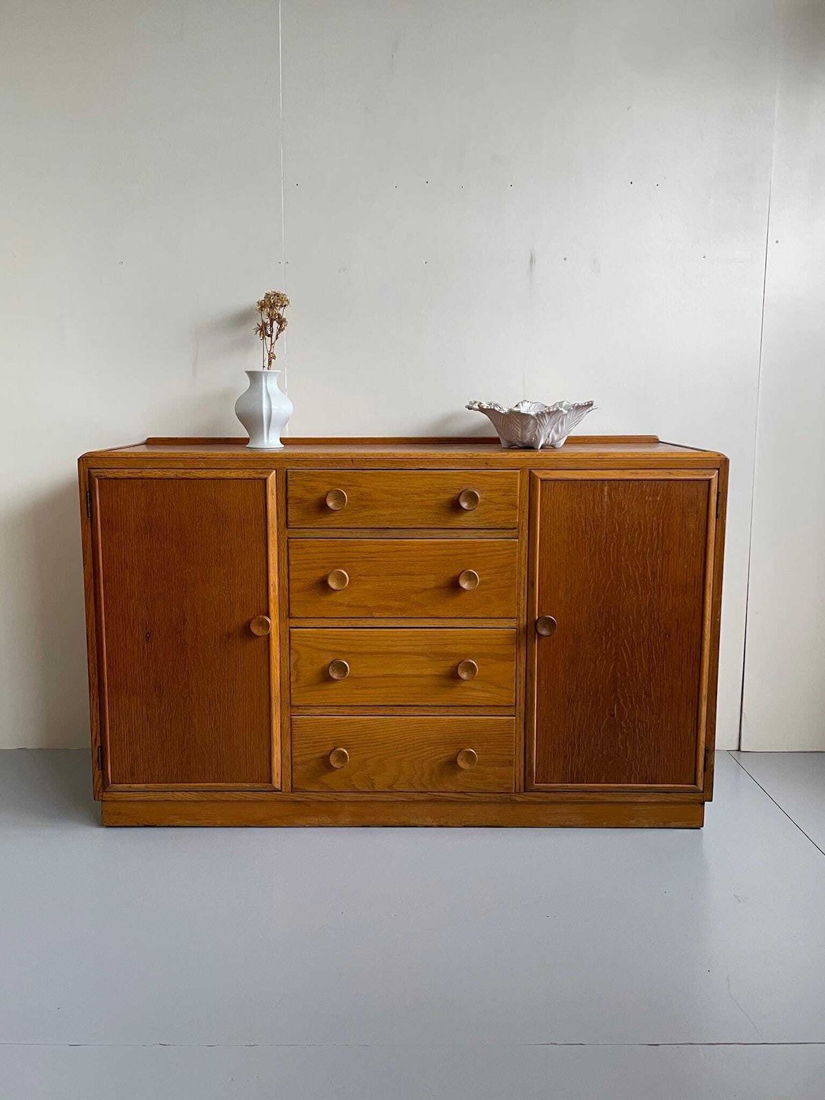 Vintage Cc41 Utility Furniture Sideboard Mid Century Oak Veneer