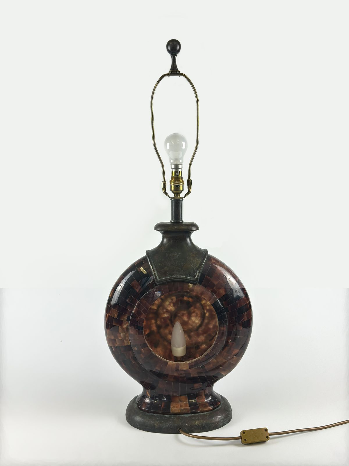 Vintage Maitland Smith Penshell And Bronze Snail Table Lamp, 1980s Philippines photo vinterior