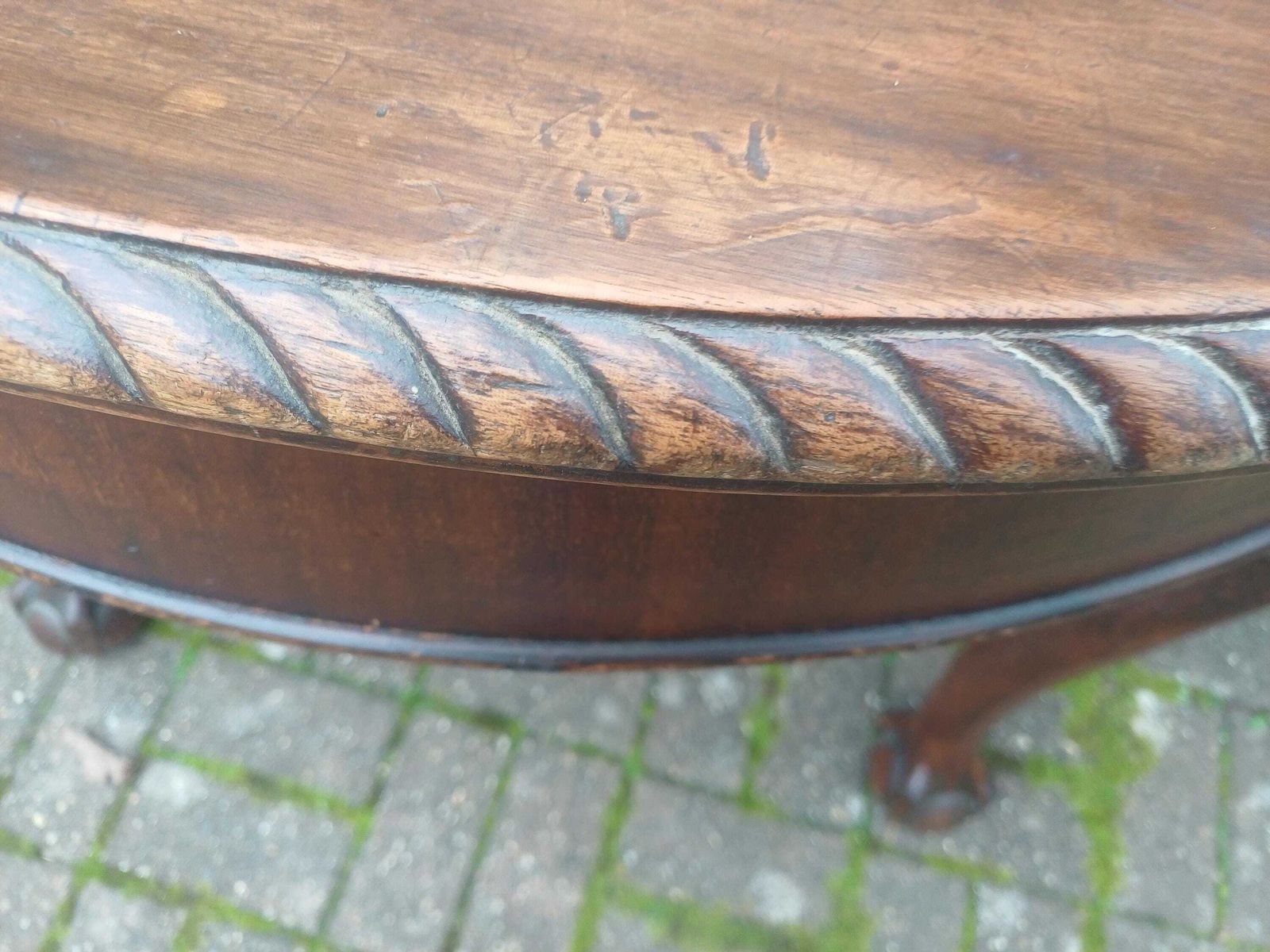 photo vintage Late Victorian Carved Mahogany Demi Lune Side Table Vintage Table Antique Console