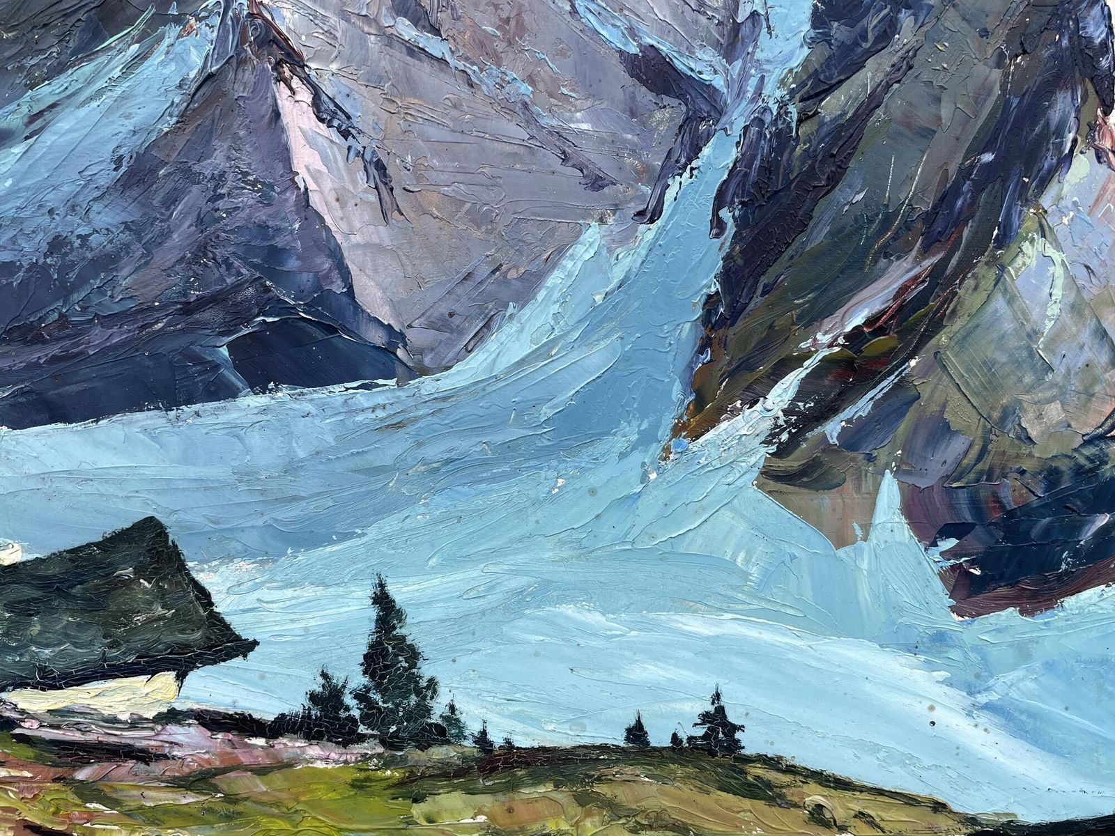 photo for sale Alpine Landscape – Antique Painting By Anton Dembinski, Mid XX Century