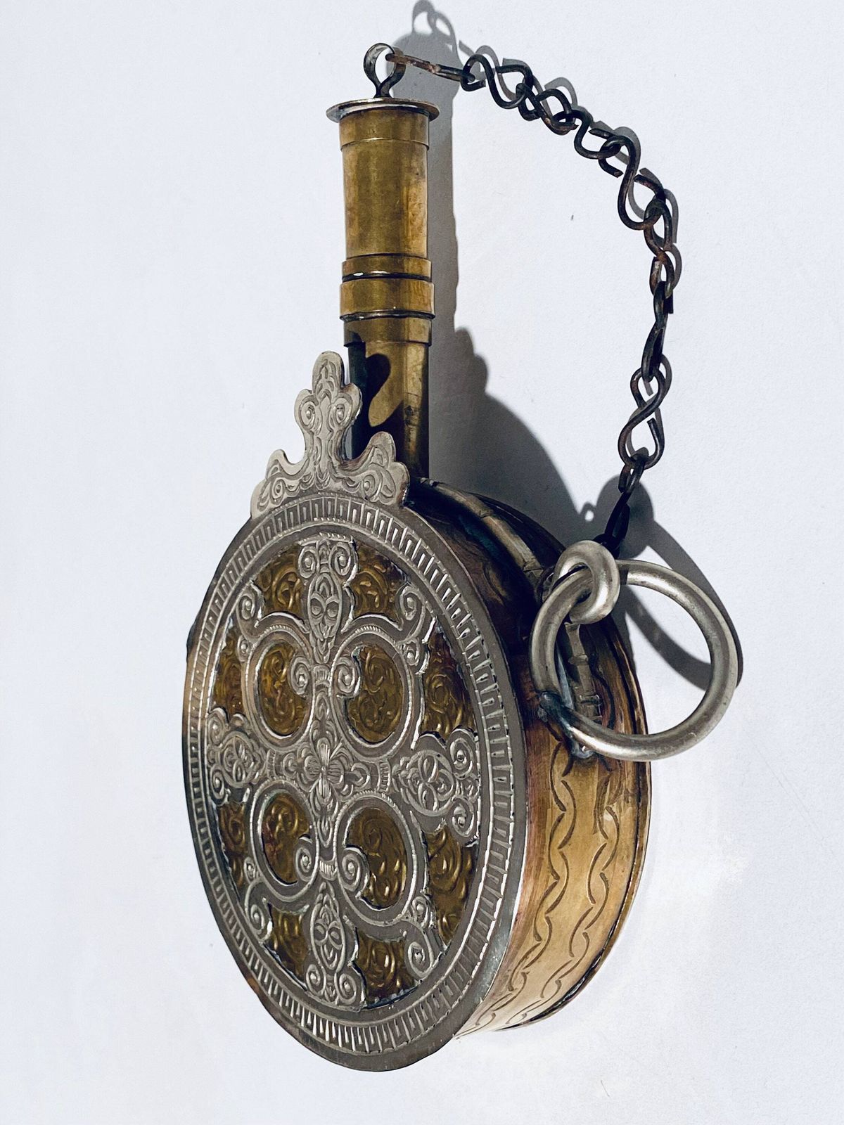 Antique Morroccan Gun Powder Holder Bottle Ornament / 1920s Magrib Africa photo furniture