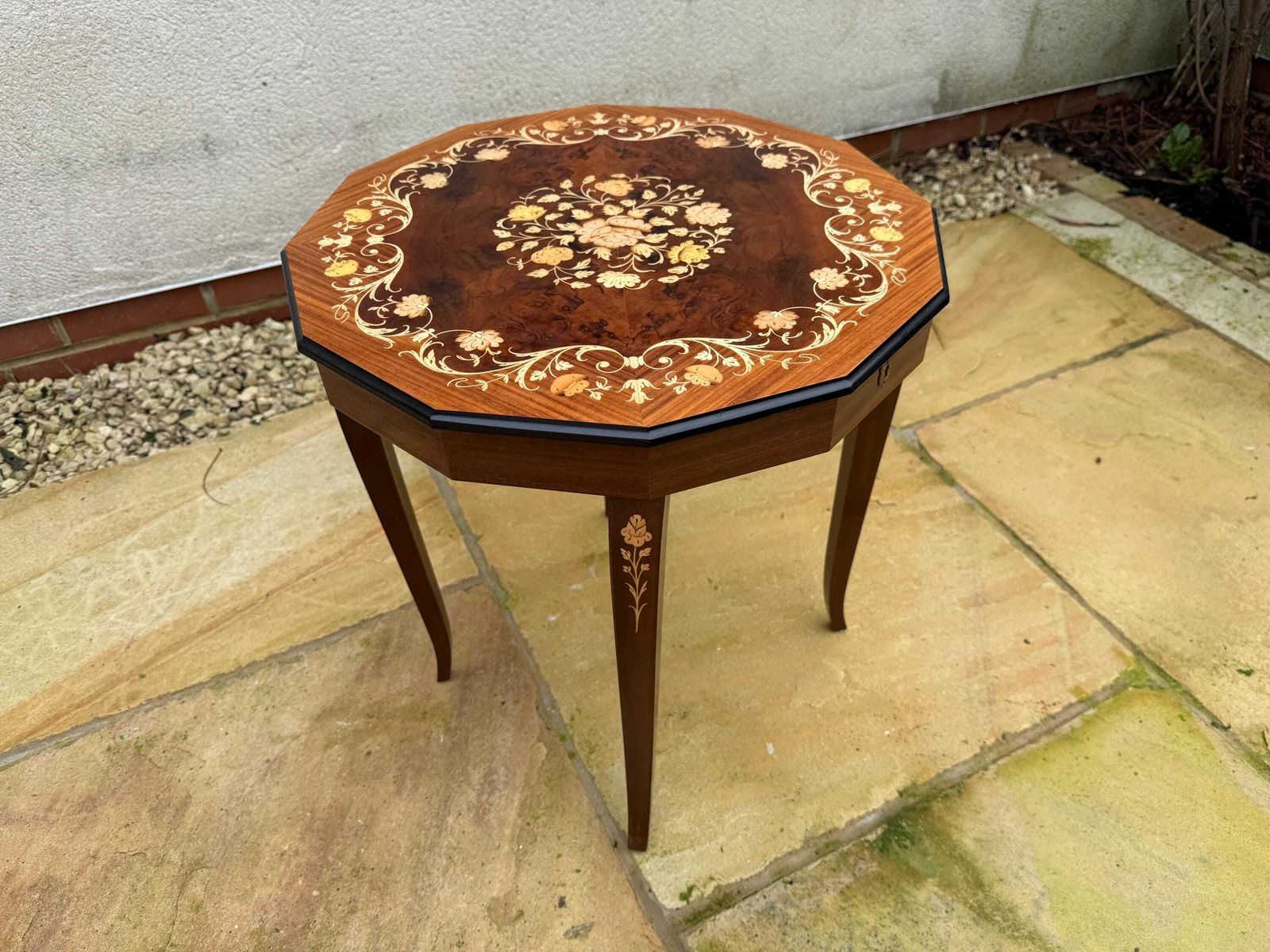 Furniture Musical Marquetry Side Table, Sewing Table,Plant Stand, Occasional Table photo