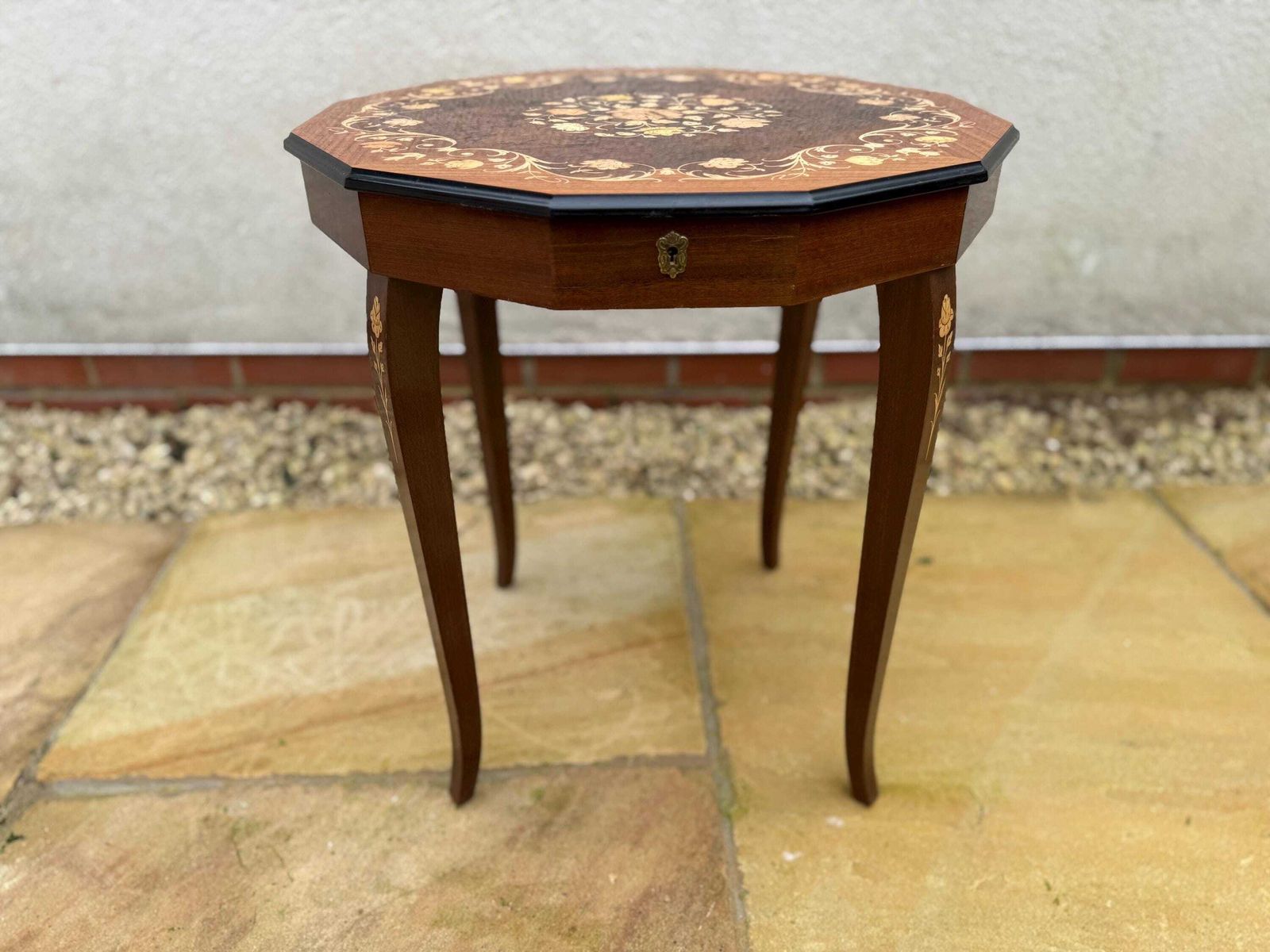 92.0 Musical Marquetry Side Table, Sewing Table,Plant Stand, Occasional Table photo