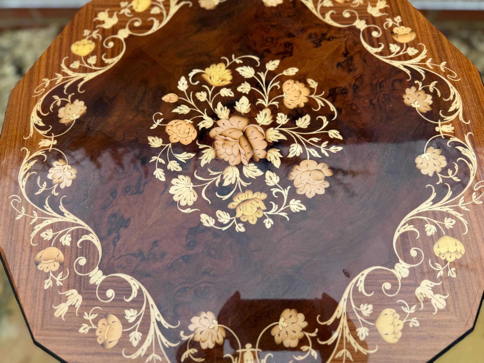 photo vinterior Musical Marquetry Side Table, Sewing Table,Plant Stand, Occasional Table