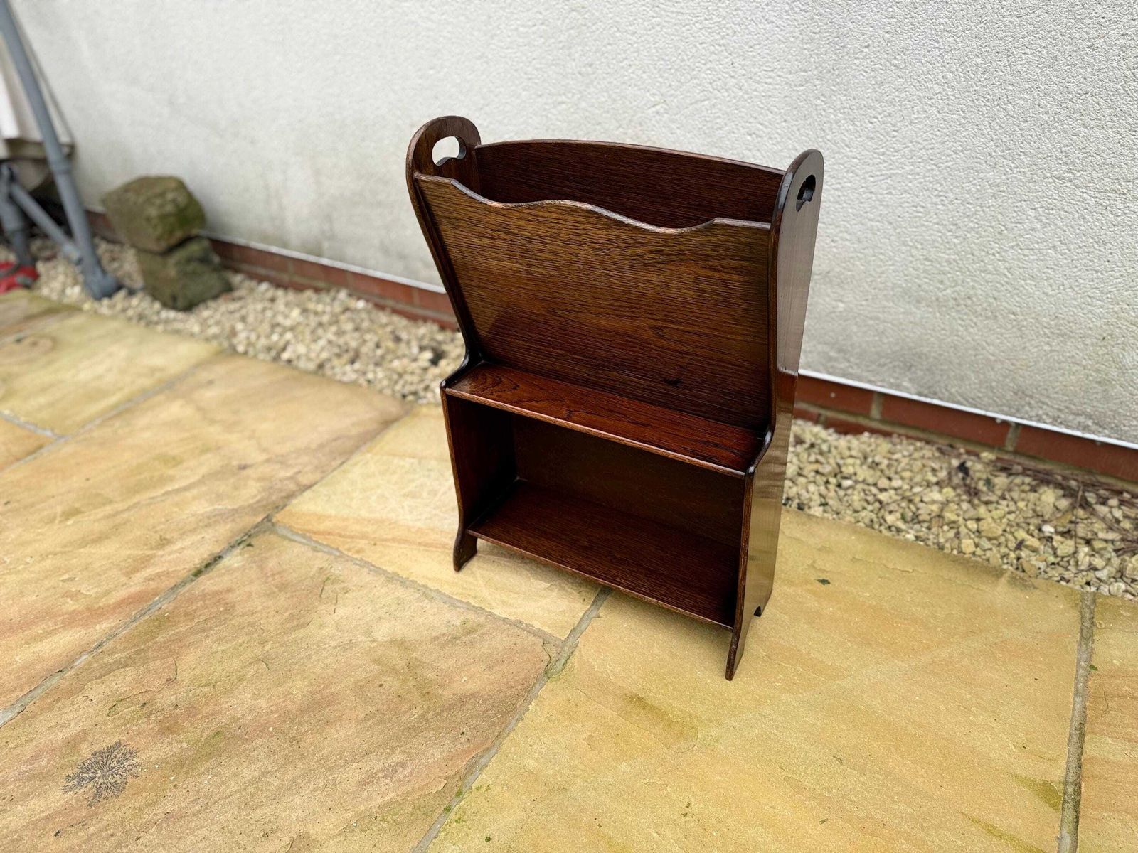 Antique Hand Made Magazine Rack With Shelf. Vintage Retro Style.