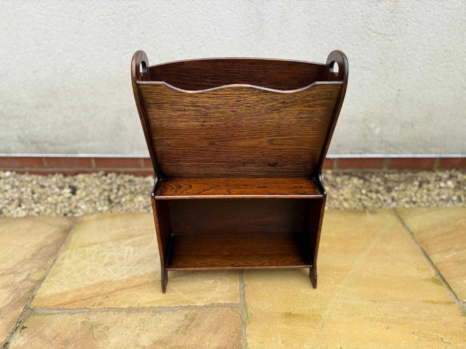 Antique Hand Made Magazine Rack With Shelf. Vintage Retro Style. photo Home Decor