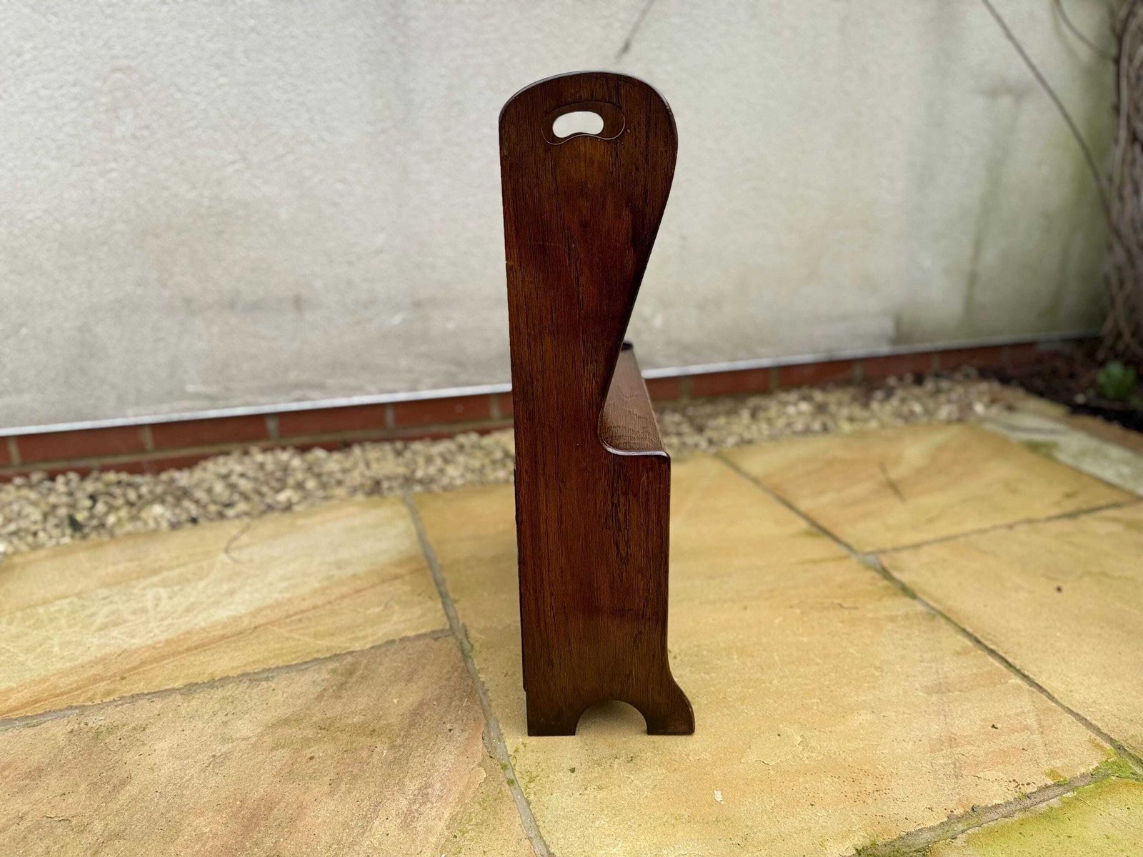 Antique Hand Made Magazine Rack With Shelf. Vintage Retro Style. photo vintage