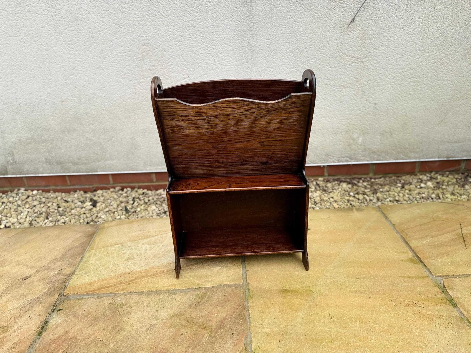 Home Decor Antique Hand Made Magazine Rack With Shelf. Vintage Retro Style. photo