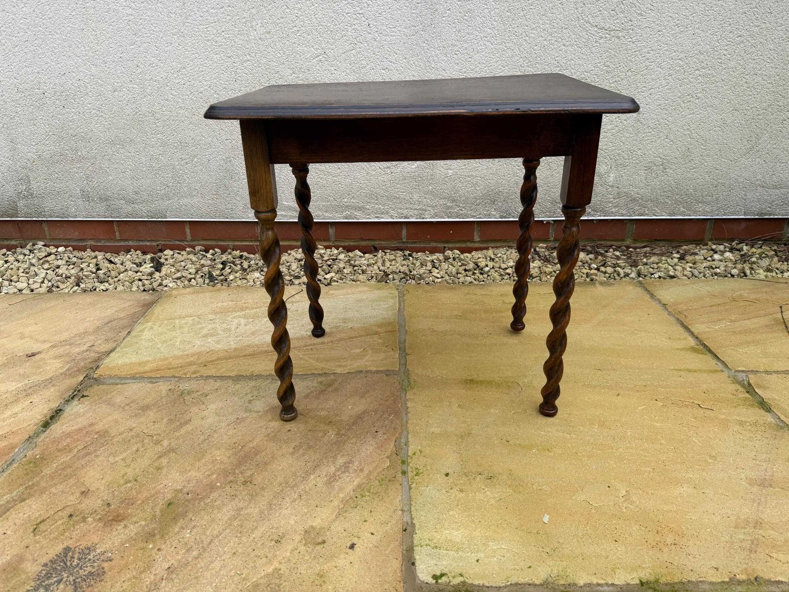 Antique Side Table With Barley Twist Legs. Victorian Oak Occasional Table photo Furniture
