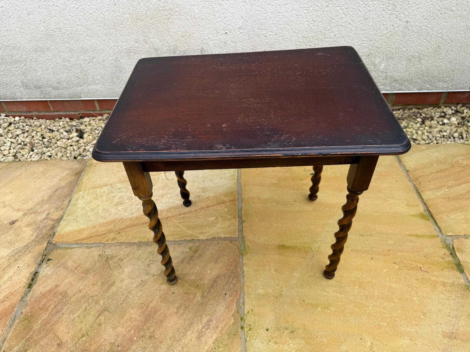 photo for sale Antique Side Table With Barley Twist Legs. Victorian Oak Occasional Table