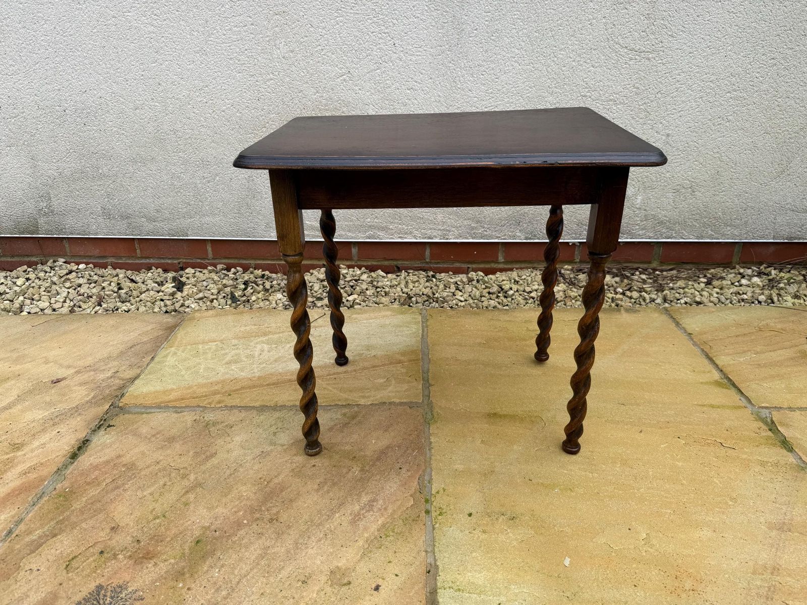Furniture Antique Side Table With Barley Twist Legs. Victorian Oak Occasional Table photo