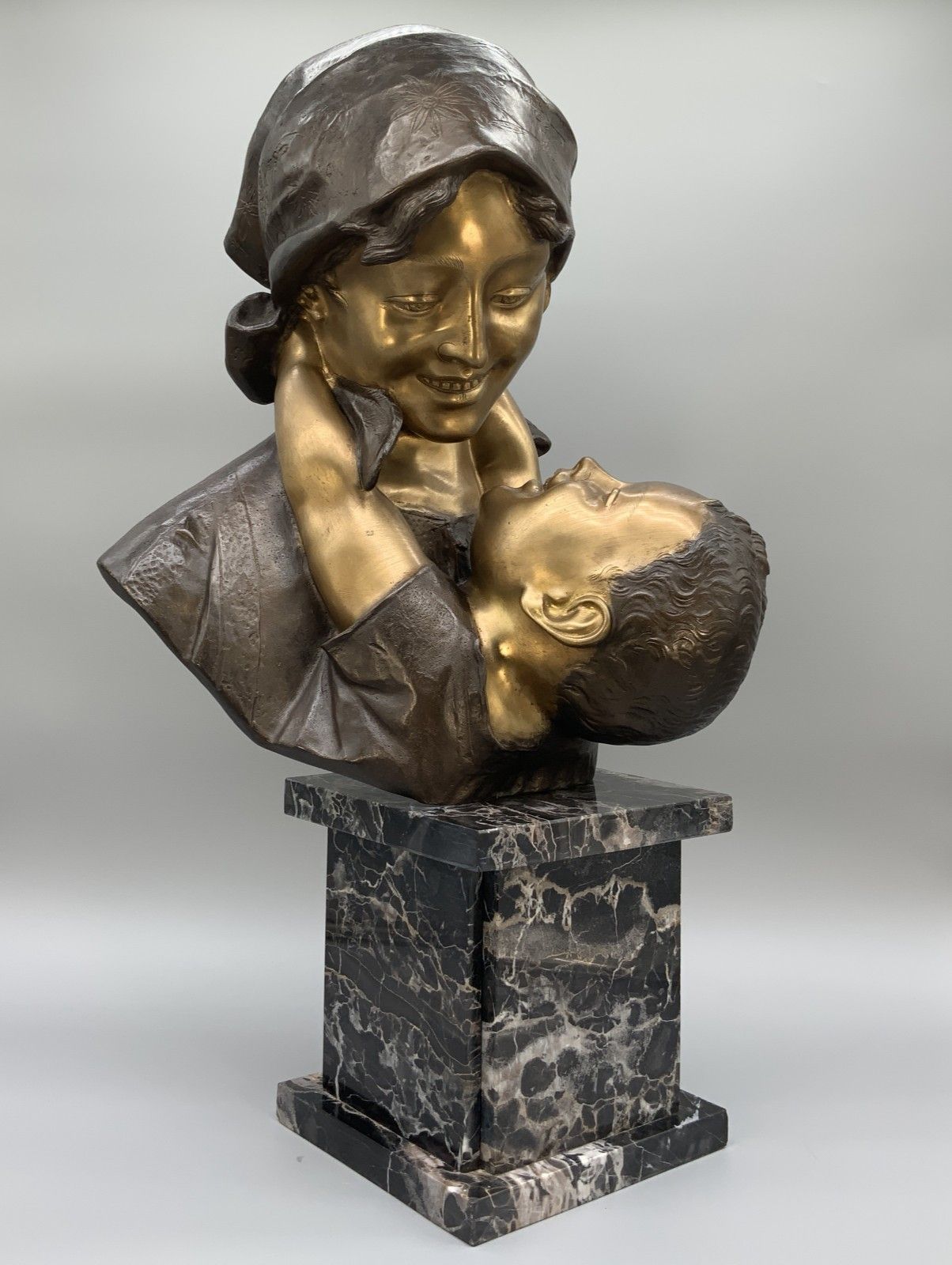 Large Bronze Sculpture 'Maternity' Mother & Child Statue After Antonio Merente
