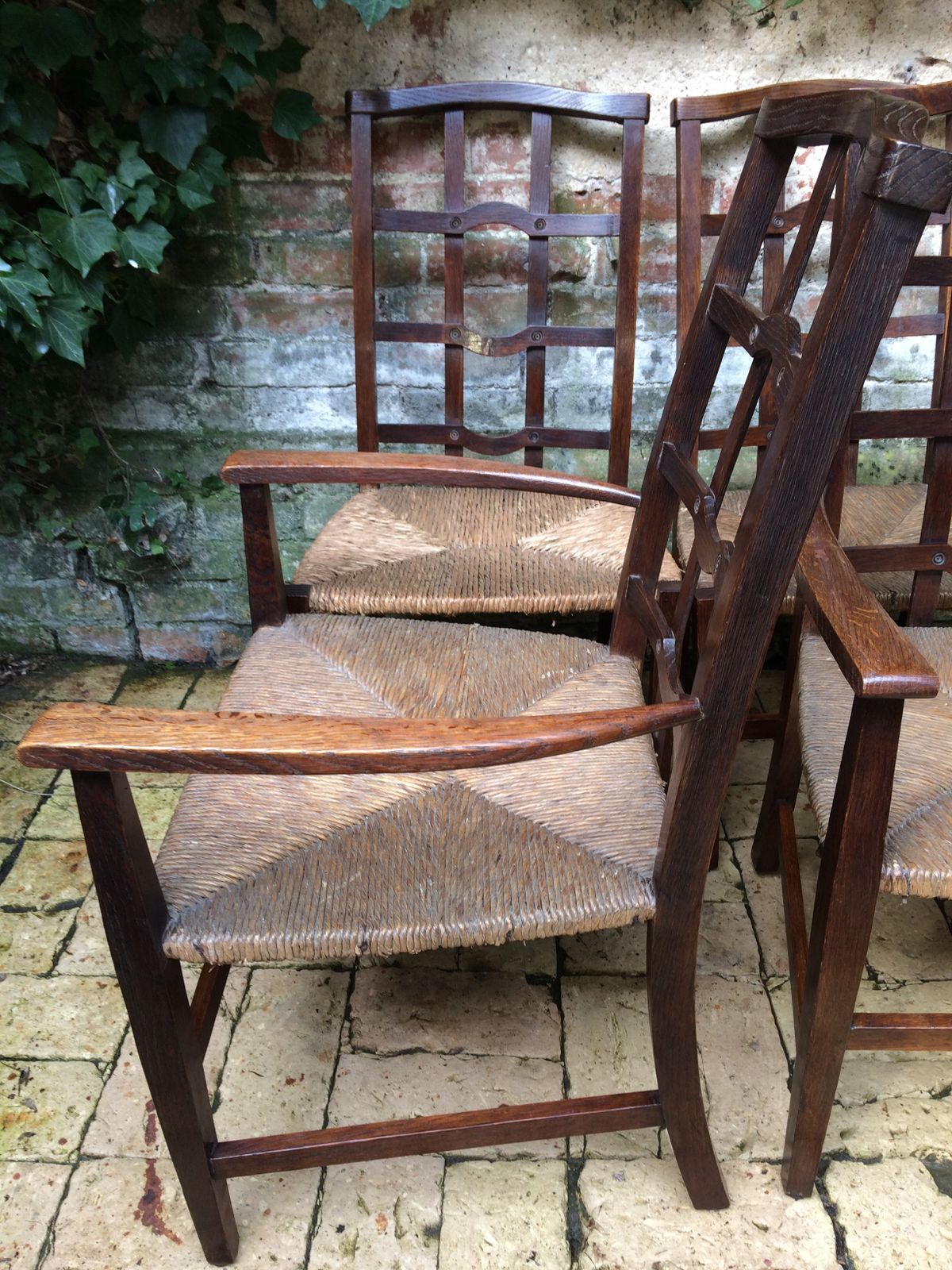 A Set Of Arts And Crafts Oak Cotswold School Chairs photo Furniture