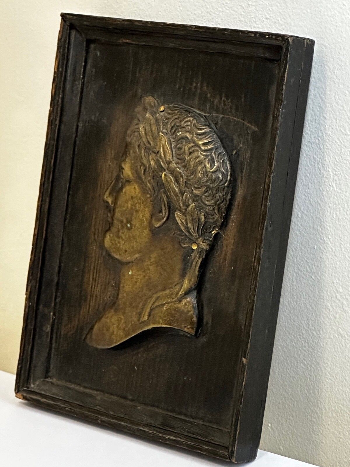French 19th Century Napoleon Wearing Laurel Wreath Crown Wall Sculpture photo for sale