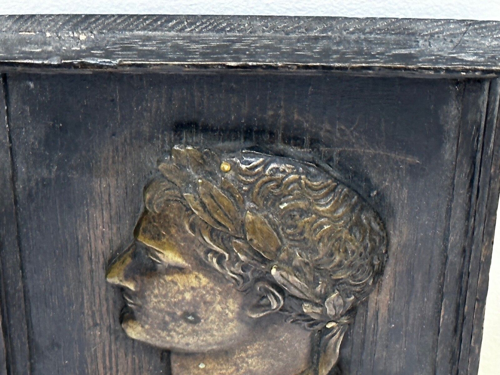 photo for sale French 19th Century Napoleon Wearing Laurel Wreath Crown Wall Sculpture