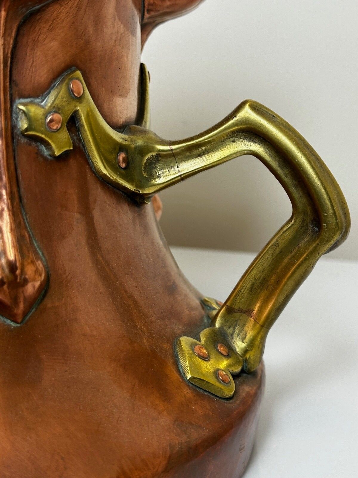 Art Nouveau 19th Century Copper With Brass Handles Floral Tulips Garden Planter photo vintage