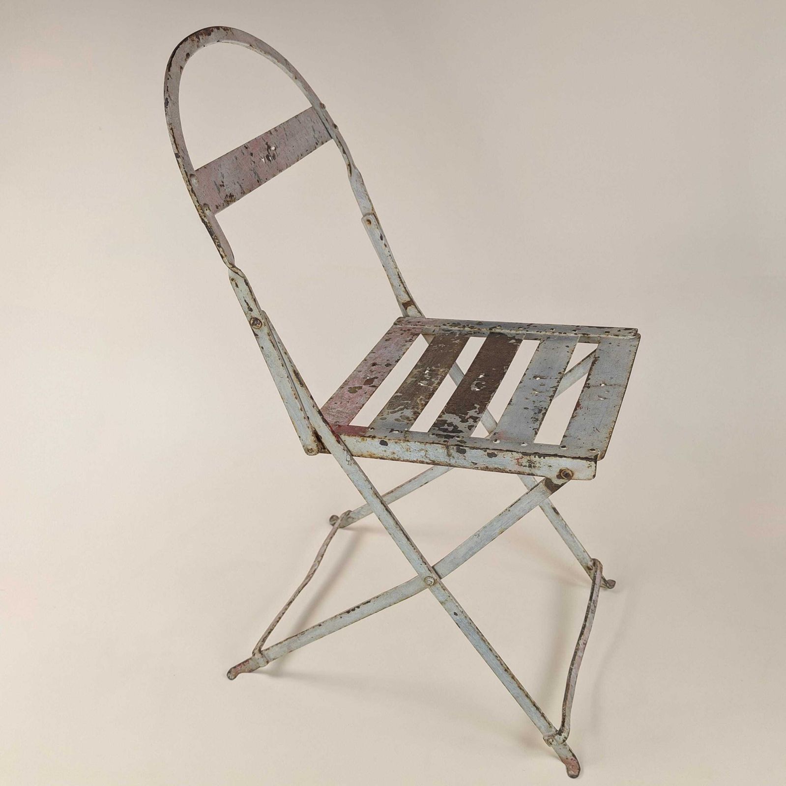 photo buy Rare Antique French Iron Folding Garden Chair With Initials Vt, Park Bistro Seating