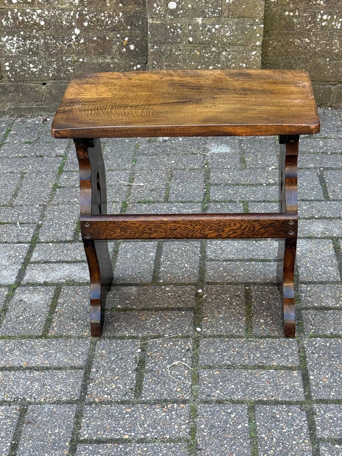 Vintage Early Mid Century Heavy Oak Side Table Rustic English Side Table Solid Wood Stool Plant Stand M photo buy