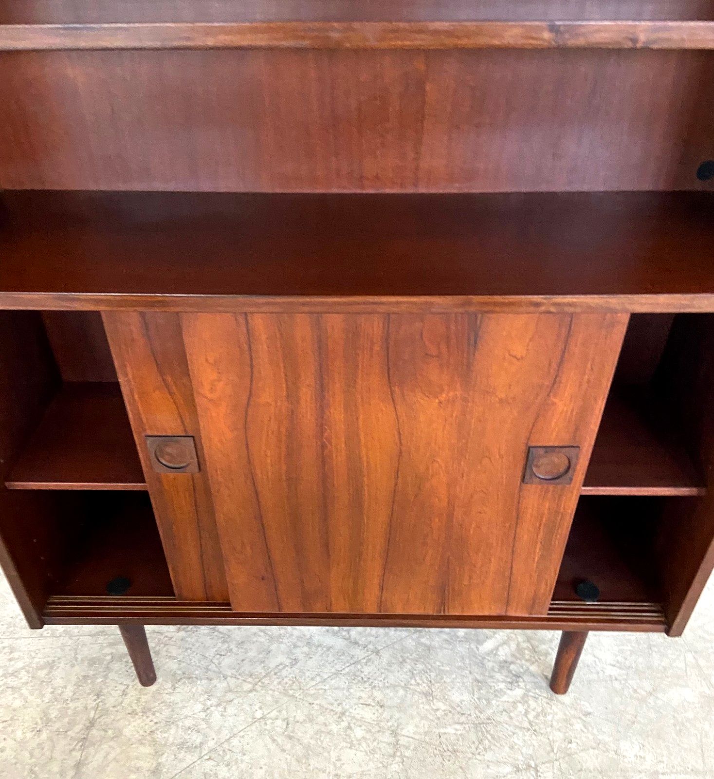 Danish Retro Vintage Bookcase In Rosewood With Sliding Doors 1960,S photo buy