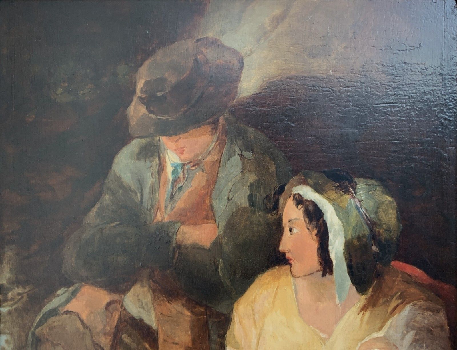 Victorian Genre Oil Portrait Painting Parents With Child Circa 1880 photo for sale