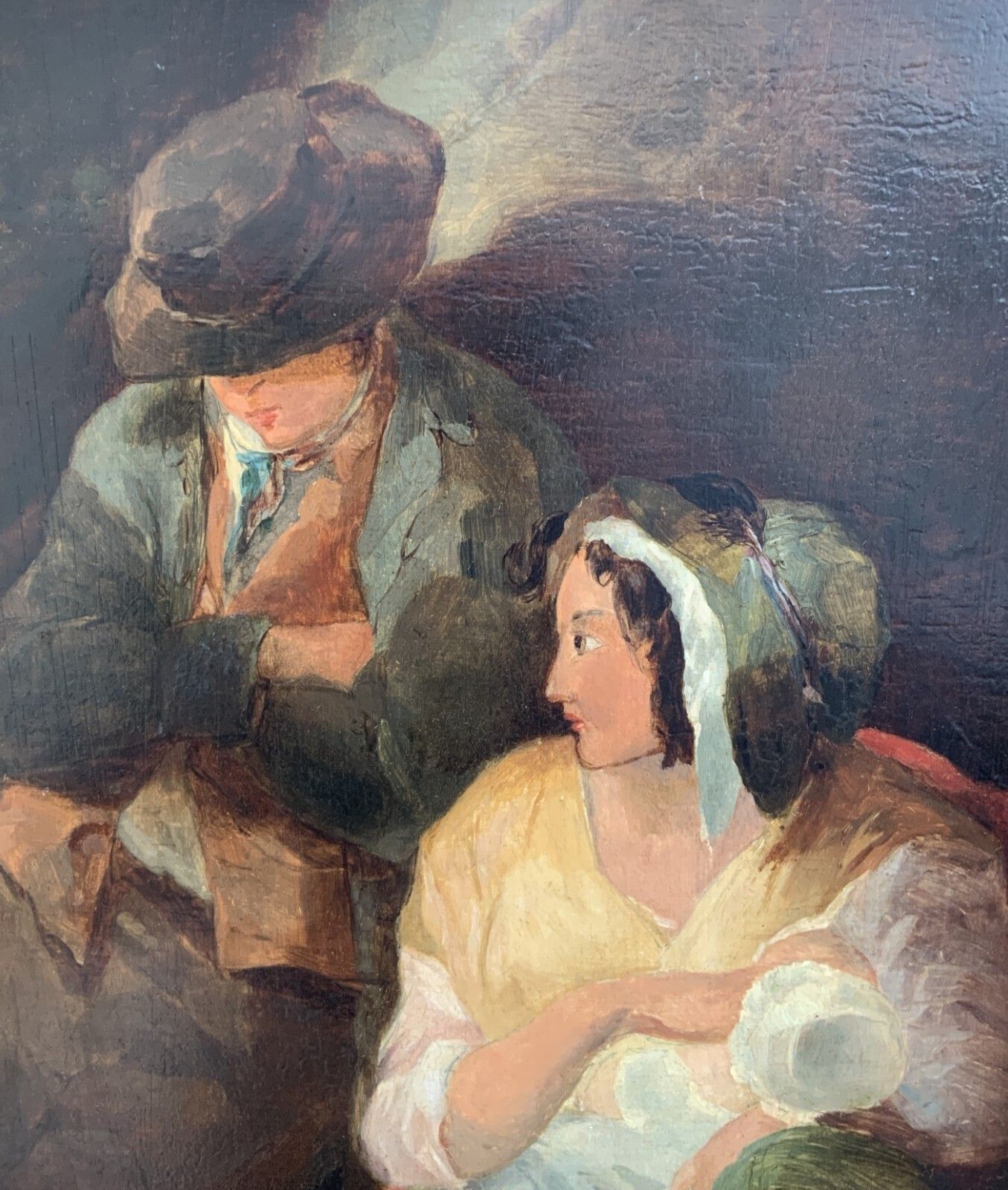 Victorian Genre Oil Portrait Painting Parents With Child Circa 1880 photo buy