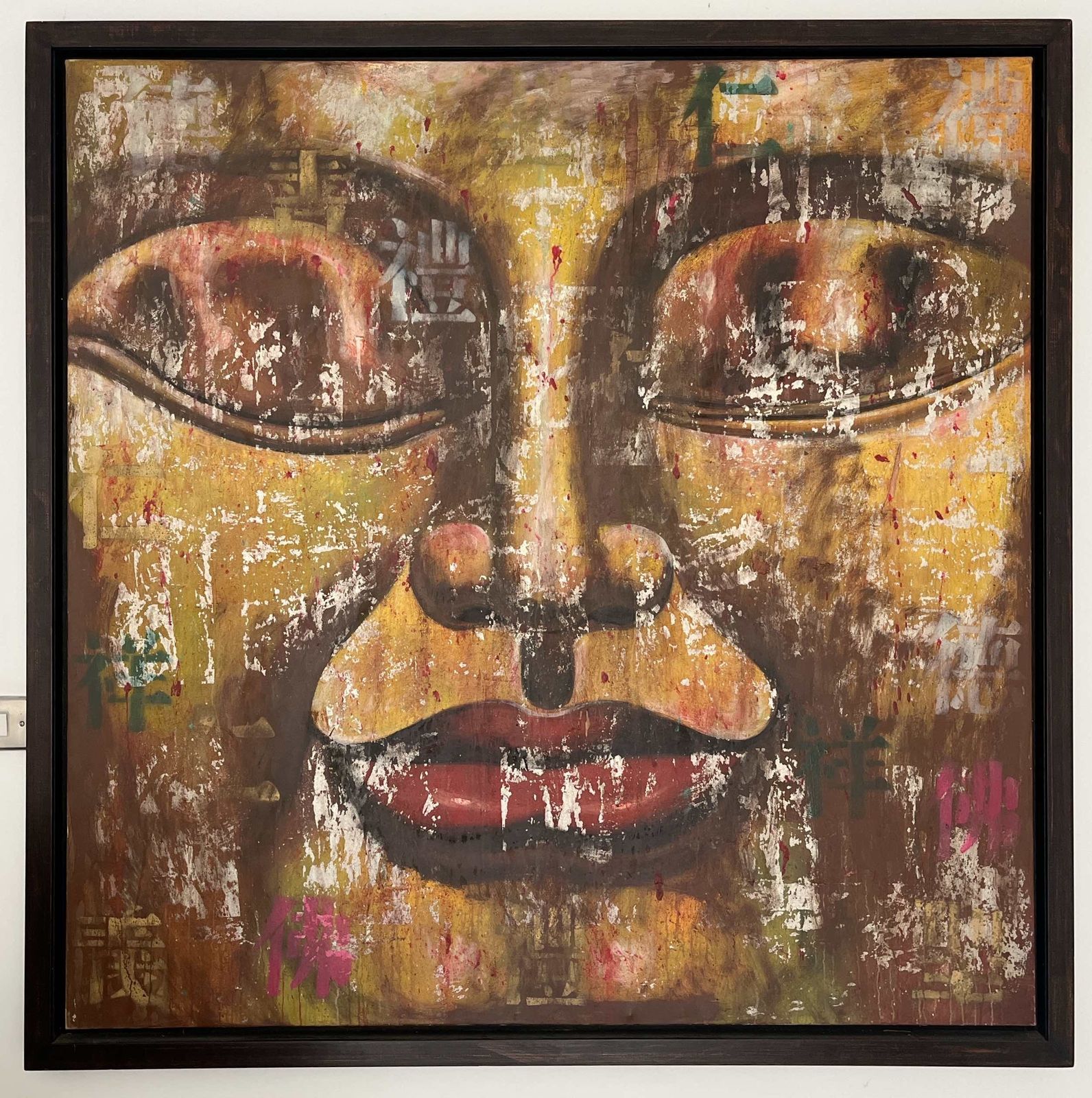 Large Buddha Artwork – New York Gallery Piece With Book – Textured Contemporary Statement