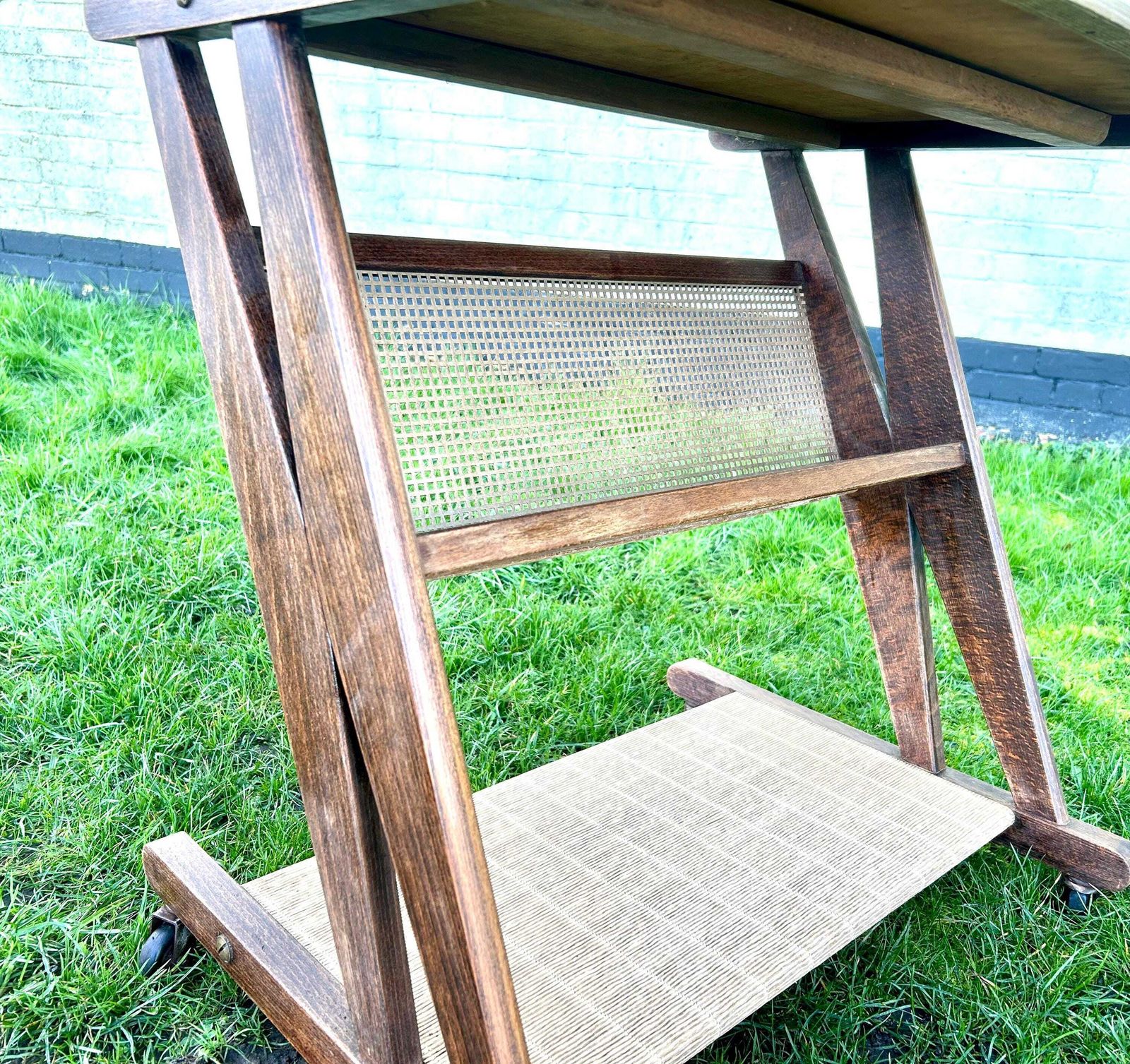 Mid Century French Jullian Serving Side Table Trolley Coffee Table Occasional Hall Antique Industrial Vintage Drinks Wheels Japandi Retro photo vintage