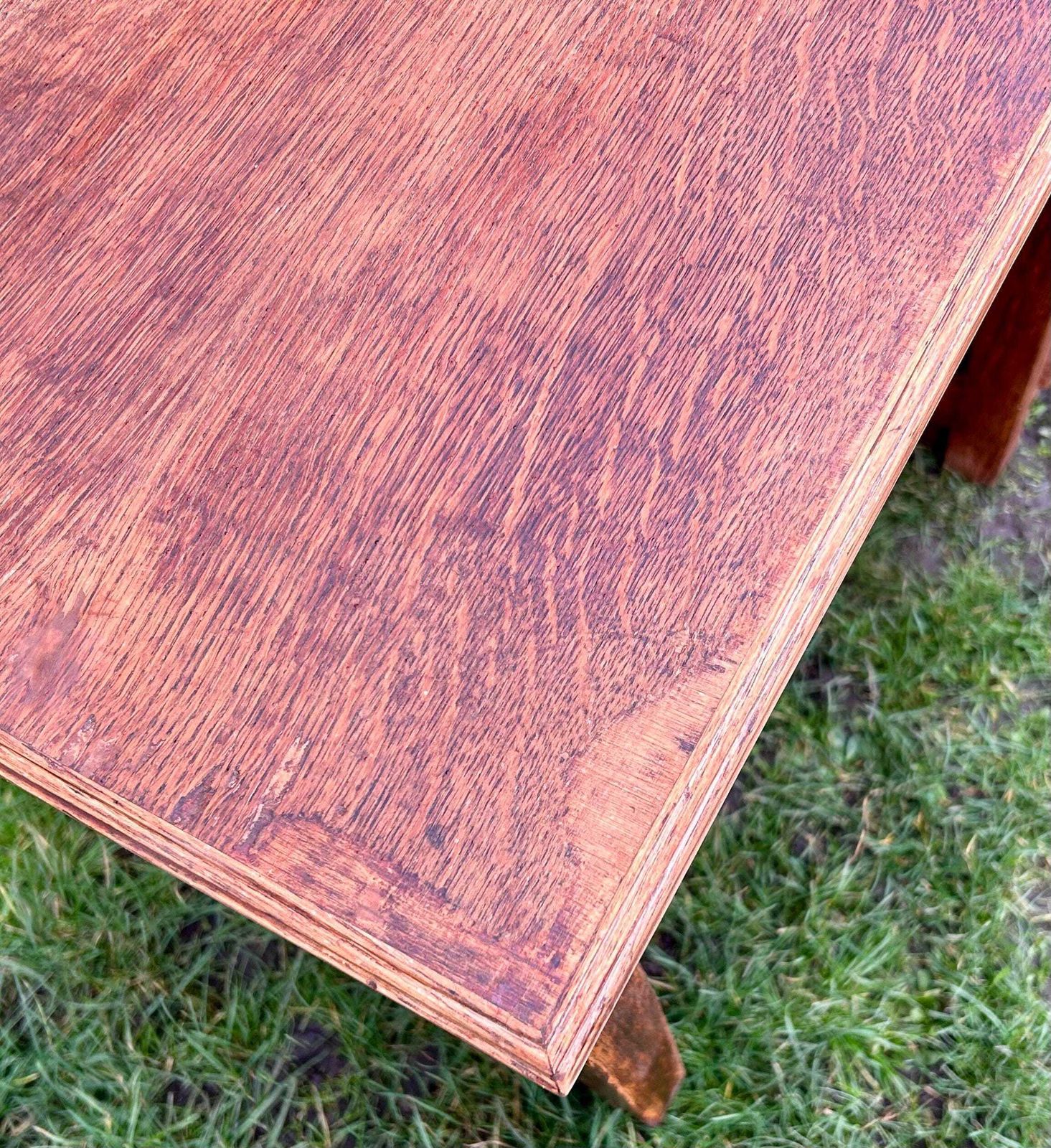 Vintage Oak Desk Industrial Office Retro Wooden Old Wooden Side Antique Drawer Filing Home Chair photo buy