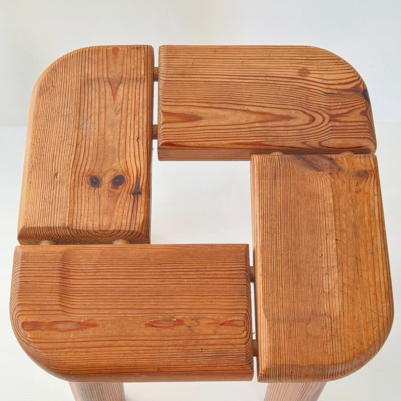 Vintage Swedish Scandinavian 1950 Olof Ottelin Pine Stool For Finnsauna photo furniture