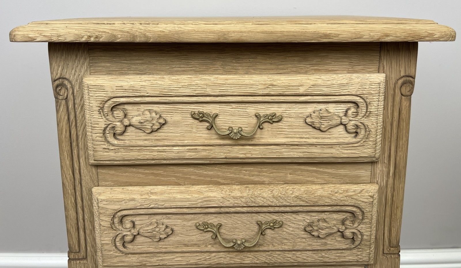 Pair Of Bedside Tables Vintage French Louis Shabby Chic Oak  Cabinets Lot 4902 photo vinterior