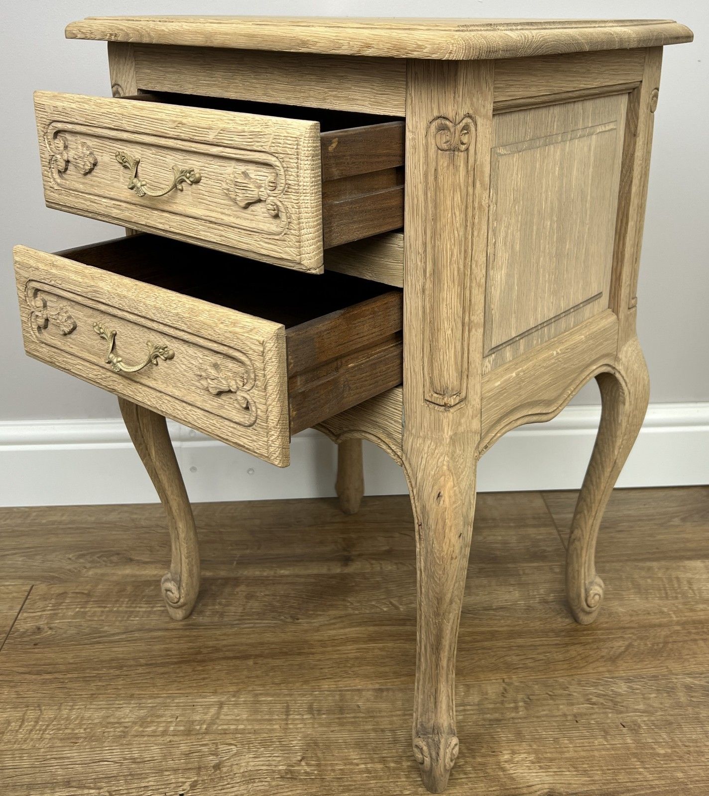 photo for sale Pair Of Bedside Tables Vintage French Louis Shabby Chic Oak  Cabinets Lot 4902