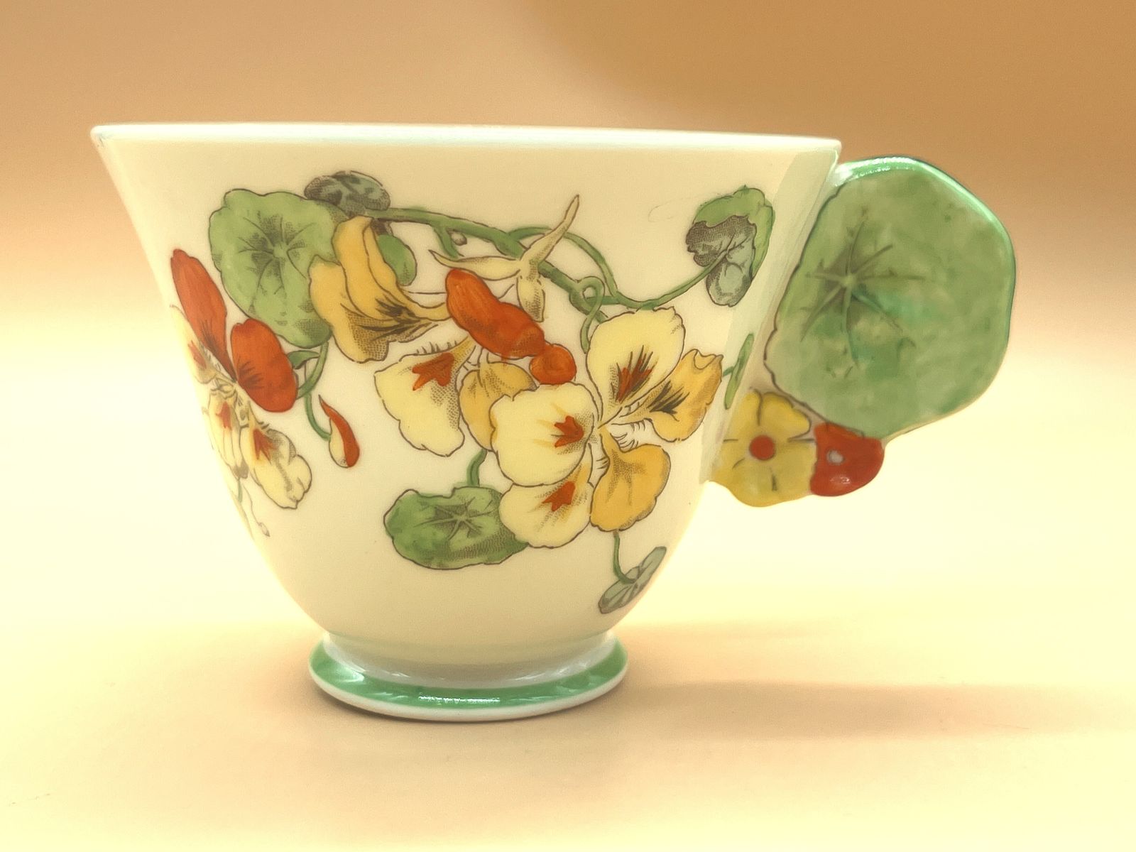 Antique Royal Doulton China Nasturtium Tea Cup And Saucer Duo. V1325. C1920. photo 175.0