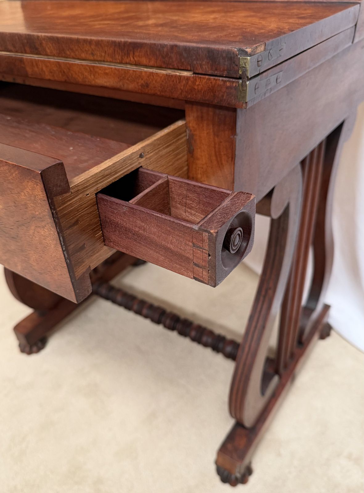 Furniture Regency Period Ladies Desk On Lyre Supports photo