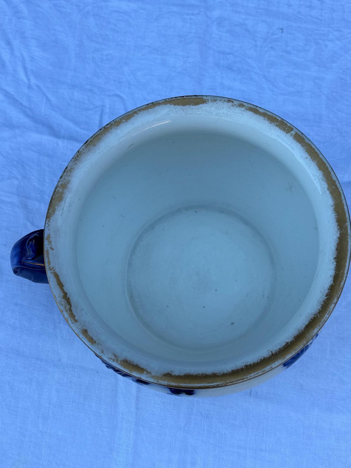 Antique Royal Doulton Adele De Dijon Chamber Pot Blue White Edwardian Planter England photo vinterior