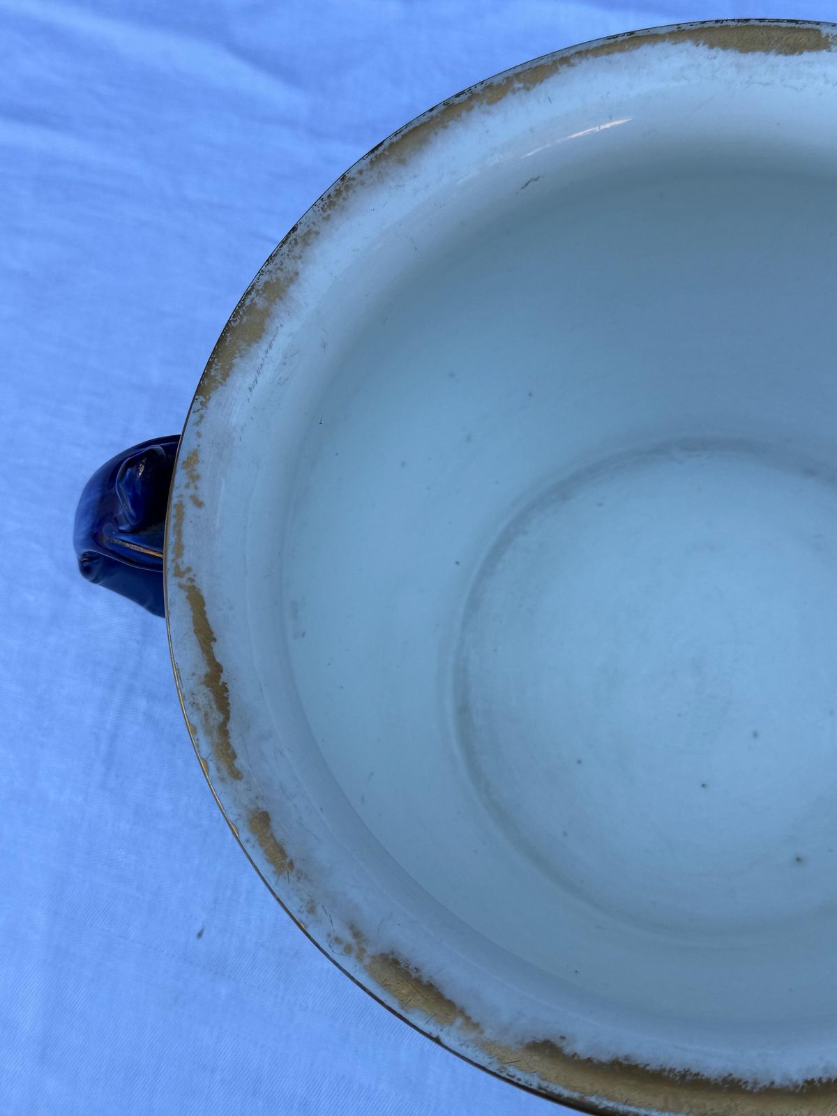 photo vinterior Antique Royal Doulton Adele De Dijon Chamber Pot Blue White Edwardian Planter England