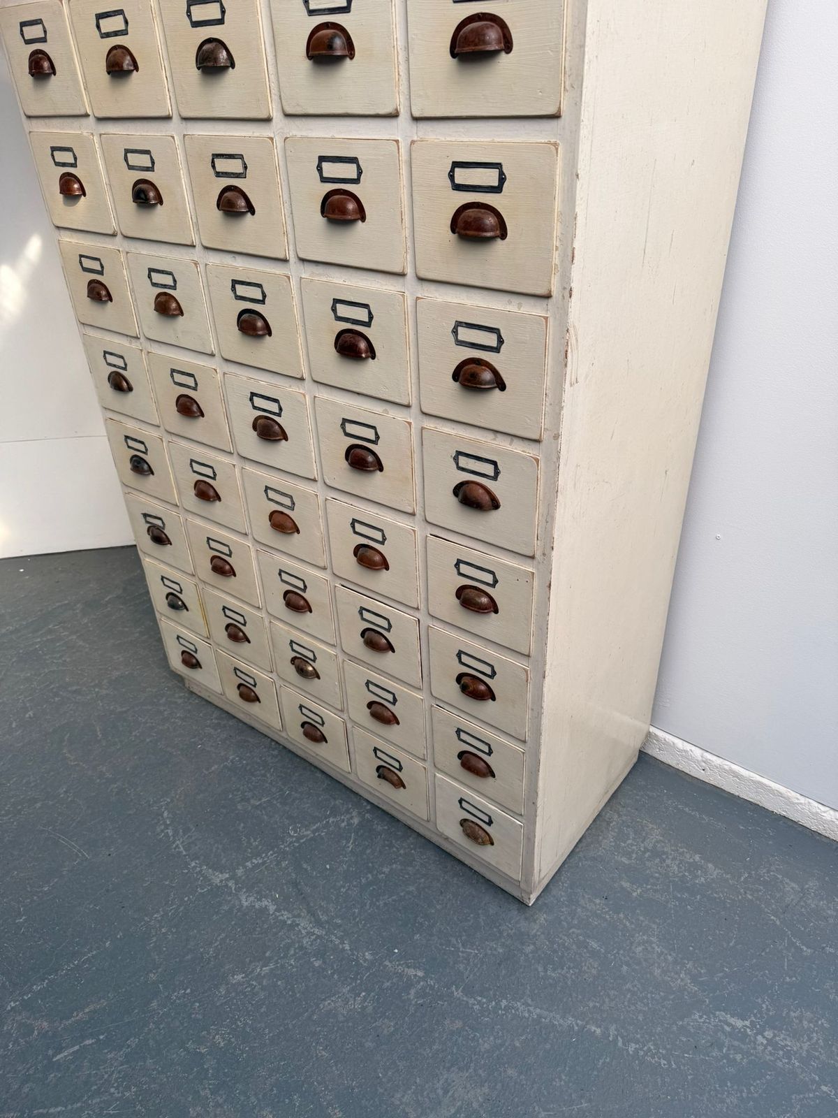 An Amazing Painted Hungarian Victorian Pine 50 Drawer Shop Fitting photo vinterior