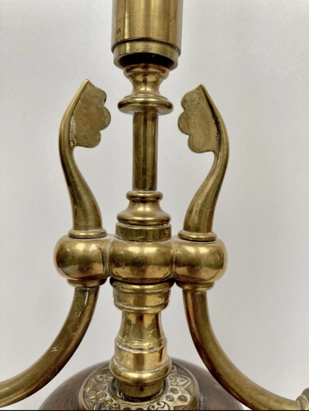 Pair Of Stunning Arts And Crafts Walnut And Brass Candlesticks  / Candelabras photo vinterior