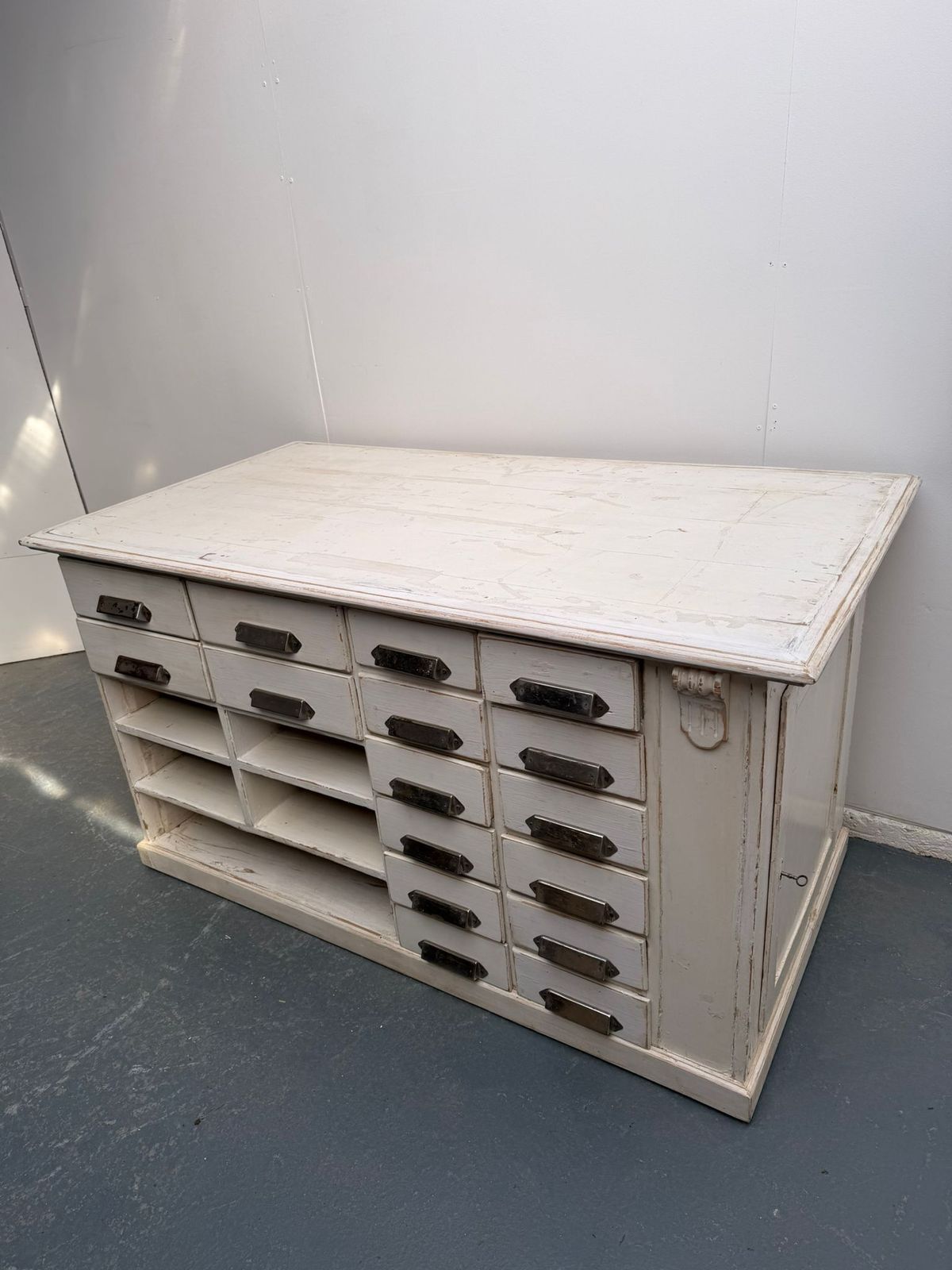 An Originally Painted White Hungarian Victorian Pine Shop Fitting