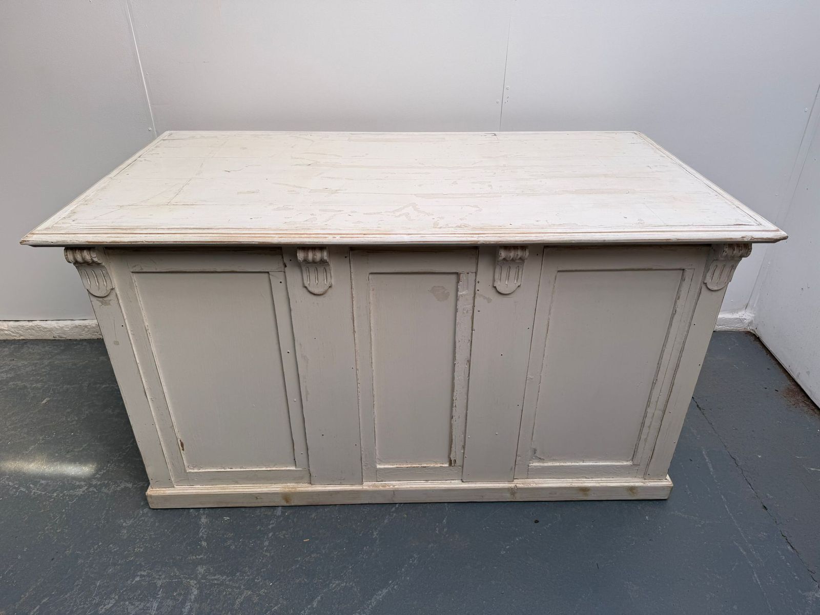 photo for sale An Originally Painted White Hungarian Victorian Pine Shop Fitting