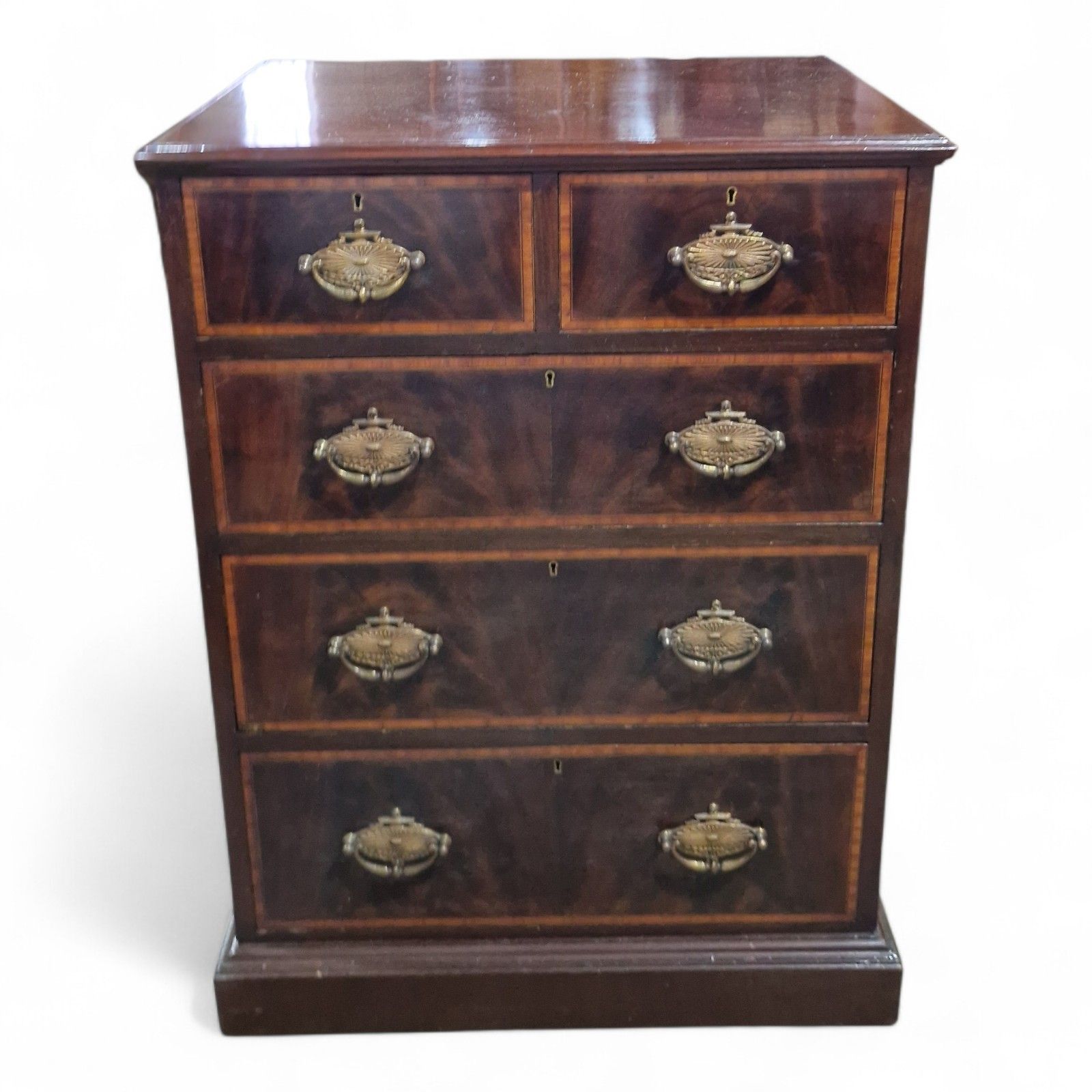 Antique Chest Of Drawers  Quality Victorian Inlaid Mahogany Chest Of 5 Drawers photo for sale