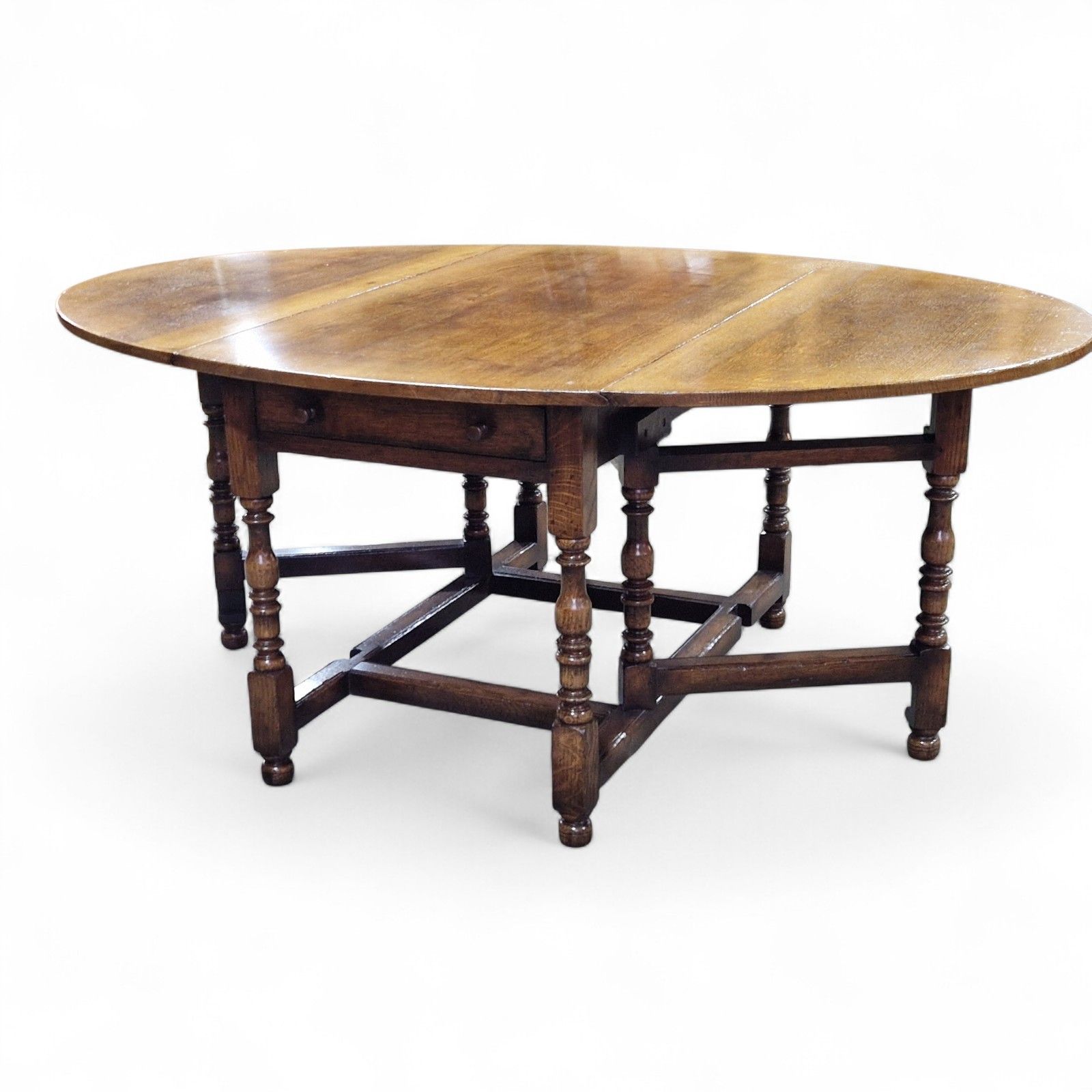 photo for sale Solid Oak Gateleg Dining Table + 6 Ladderback Chairs Set Titchmarsh And Goodwin