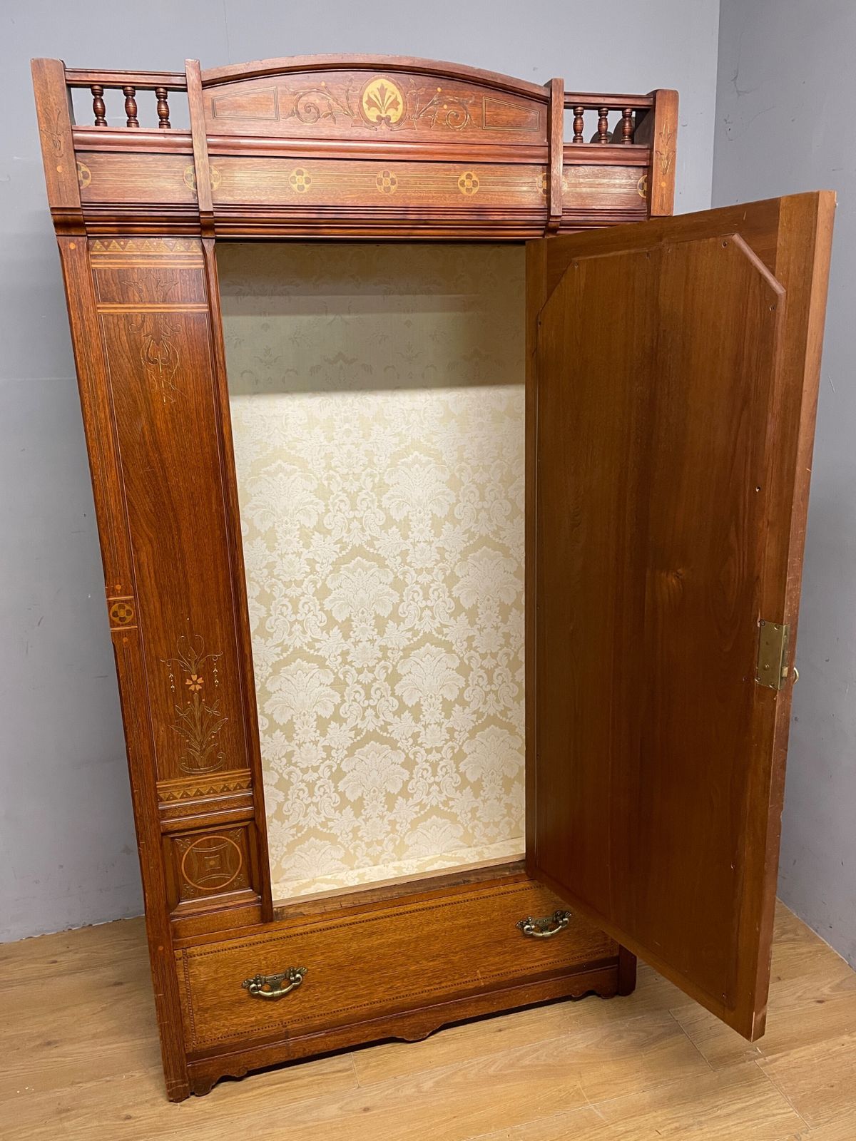 photo furniture Arts And Crafts Inlaid Walnut Wardrobe By Christopher Pratt Bradford