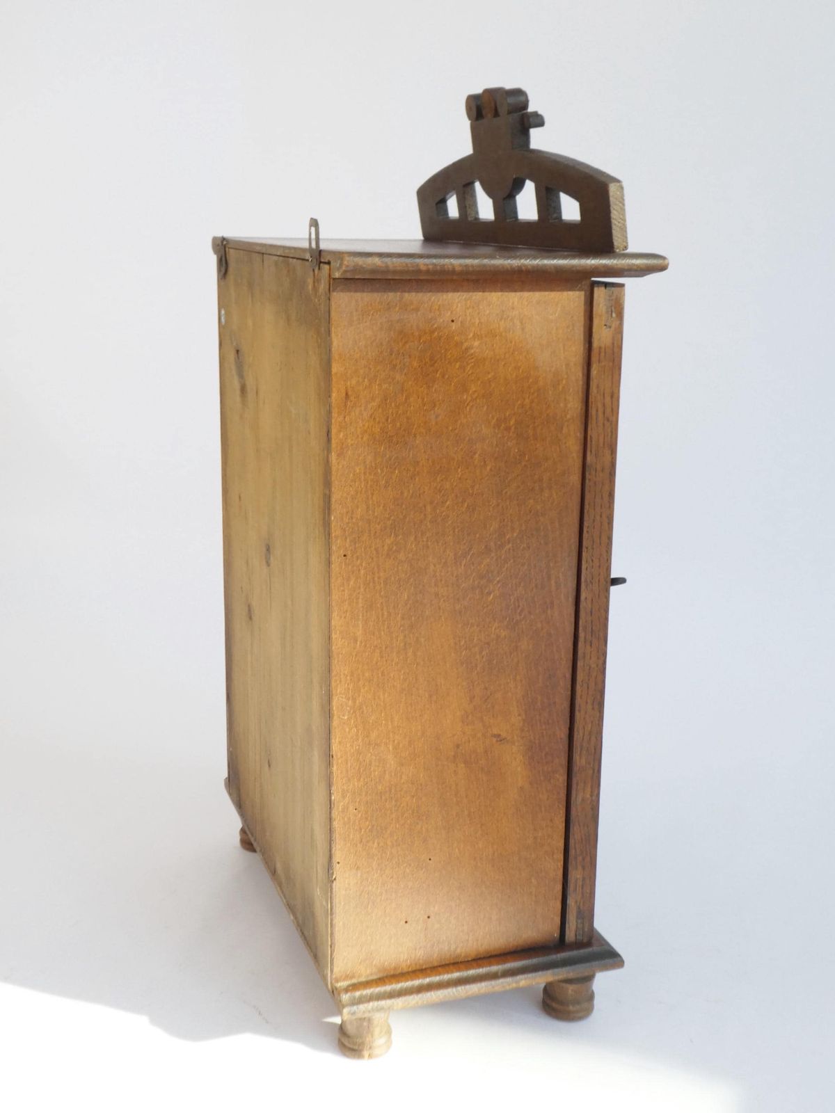 Antique Dutch Oak Medicine Cabinet With Brass Decor, Jugendstil Apothecary, Chest With Lock. photo vinterior