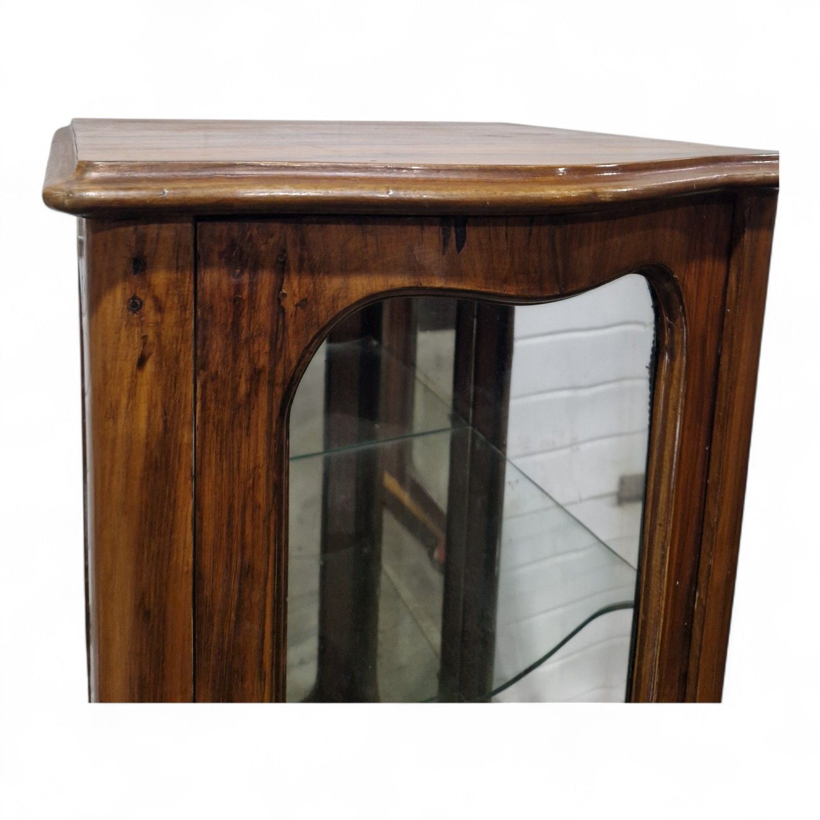 photo for sale French Style Display Cabinet Serpentine Cabriole Tall Slim Vintage Cabriole Leg