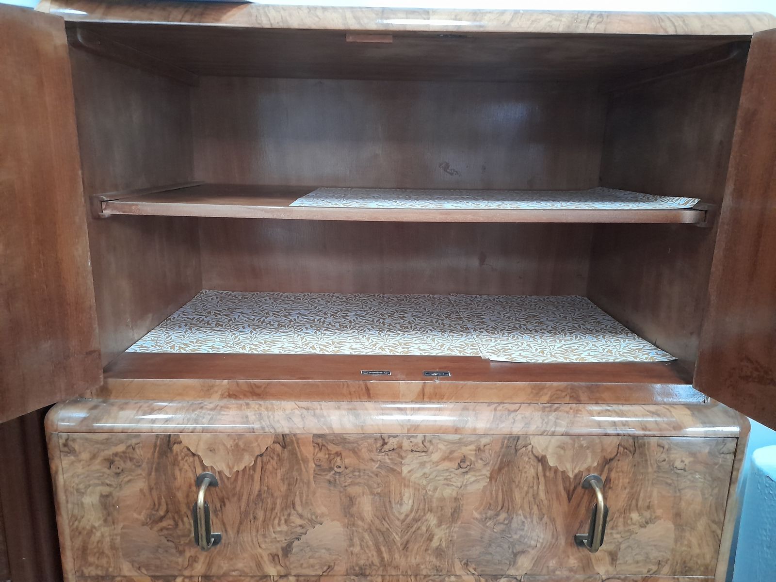 Art Deco 1930s Burr Walnut Tallboy / Cabinet Chest Hungarian Made photo furniture