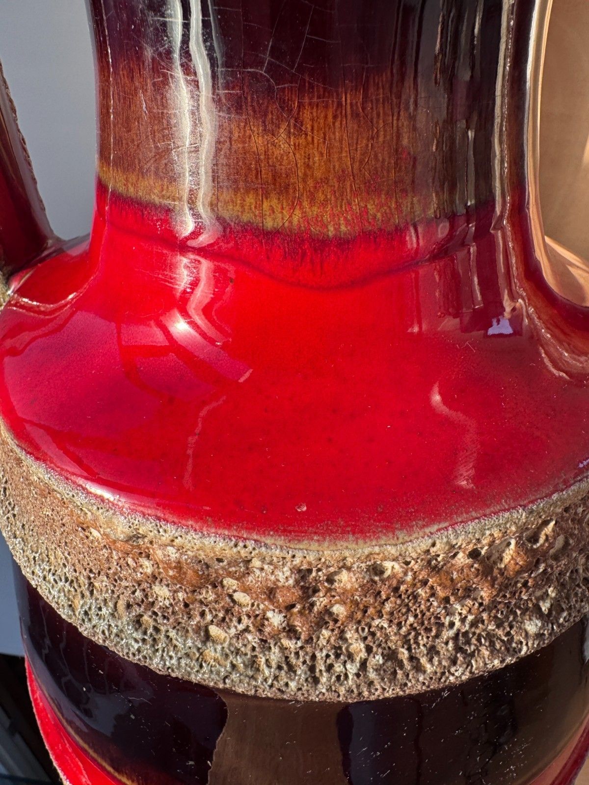 Woonaccessoires Rare West German Fat Lava Vase, Twin Handled Amphora Shape 41cm Tall photo