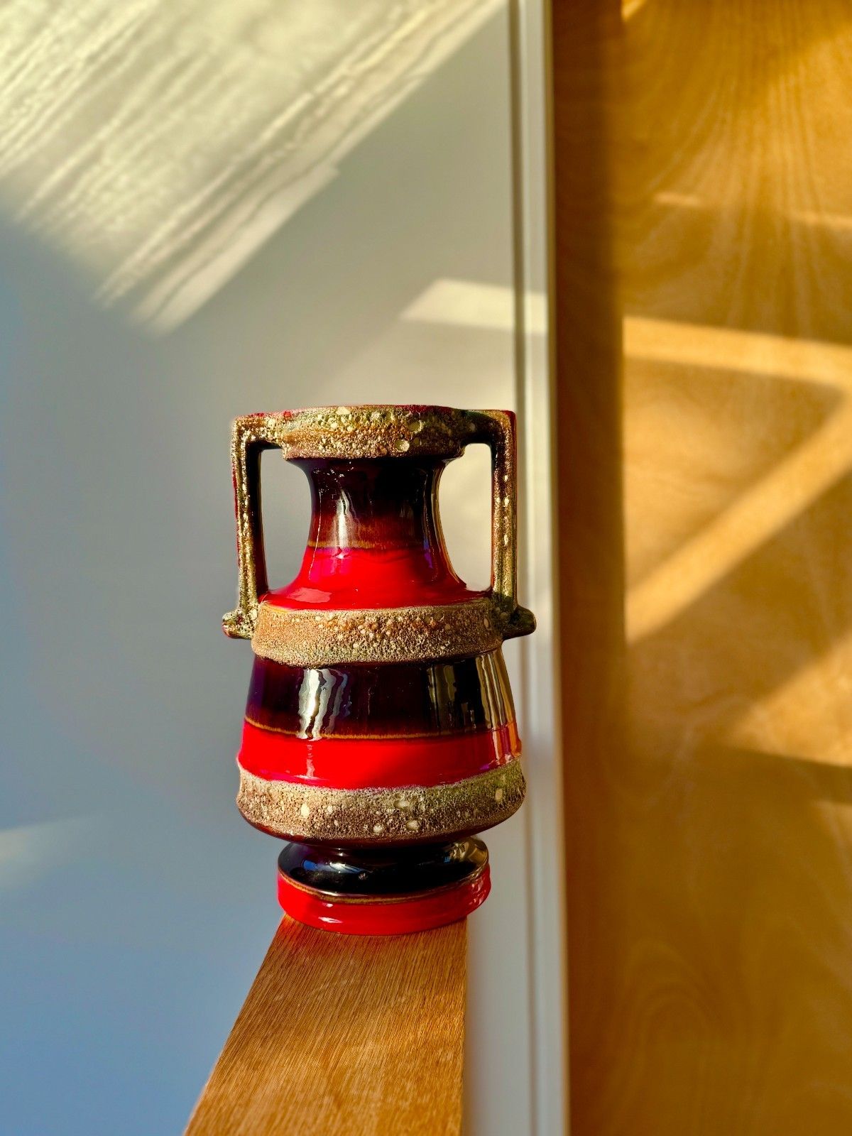 photo buy Rare West German Fat Lava Vase, Twin Handled Amphora Shape 41cm Tall